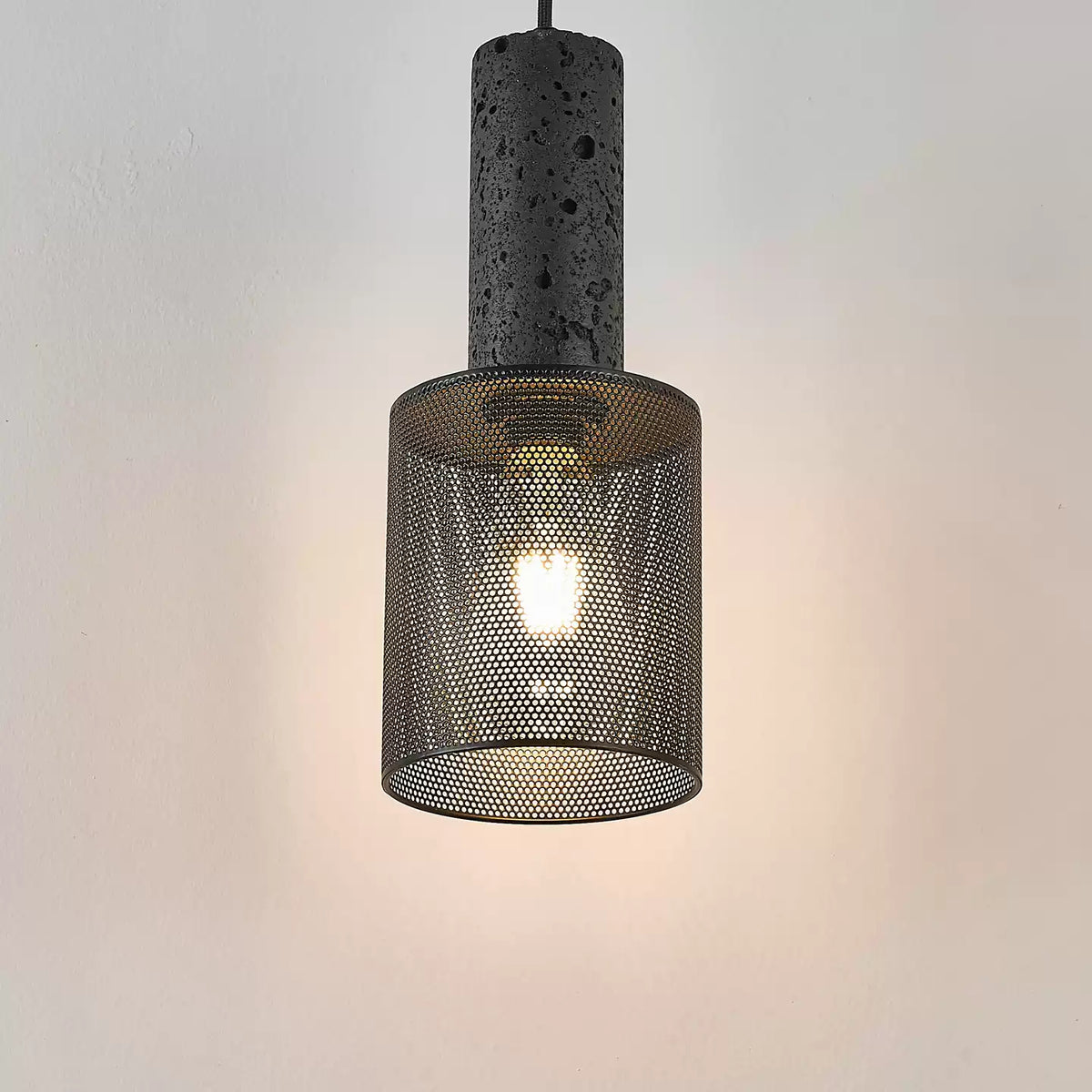 Mona Zwart travertin Metaal Mesh hanglamp