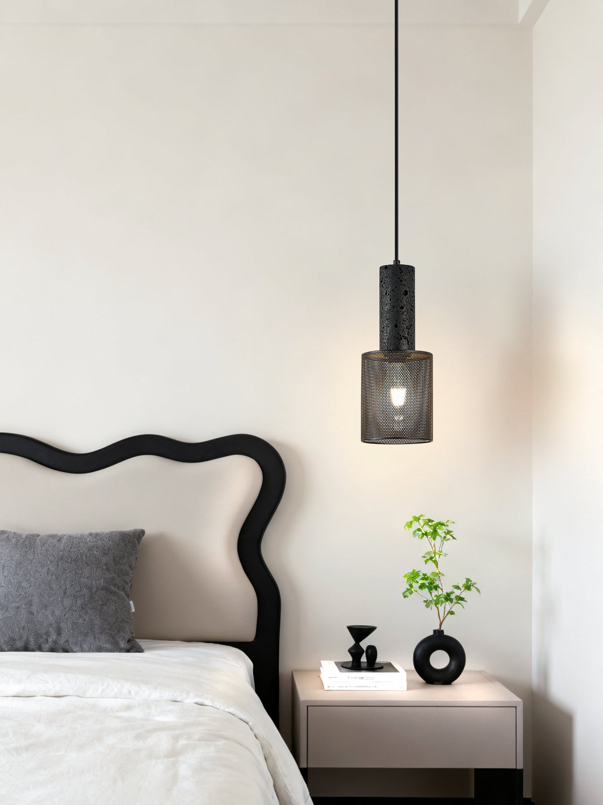 Mona Zwart travertin Metaal Mesh hanglamp