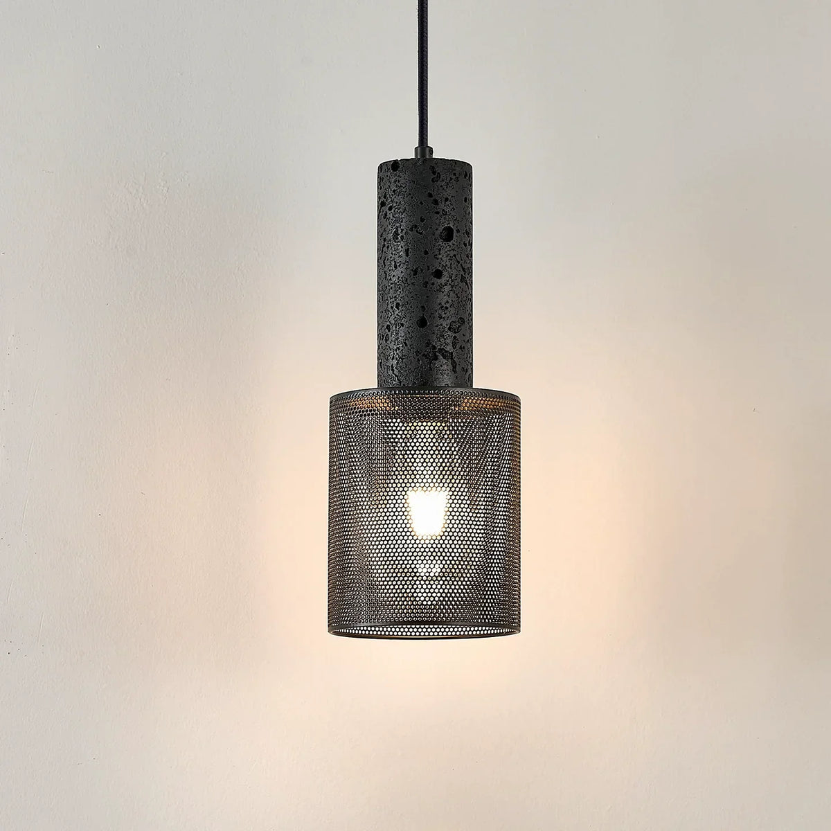 Mona Zwart travertin Metaal Mesh hanglamp