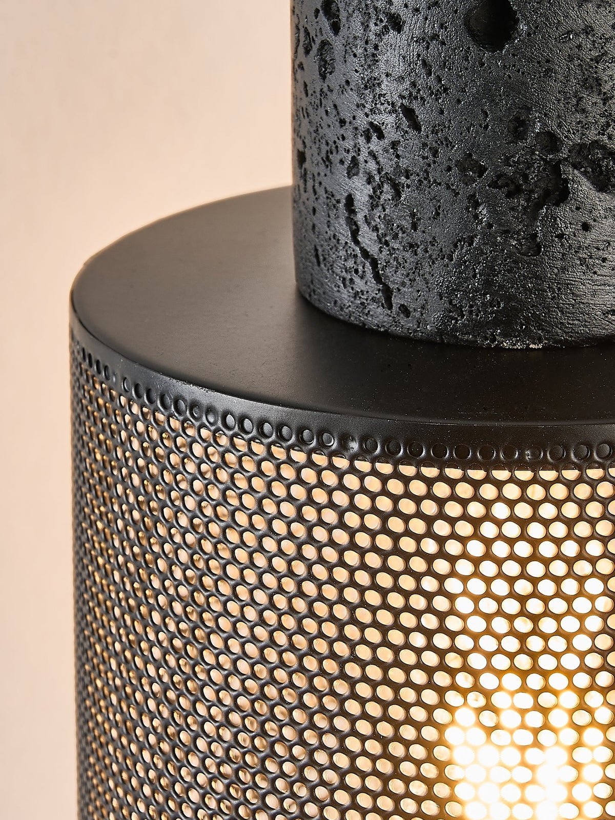 Mona Zwart travertin Metaal Mesh hanglamp