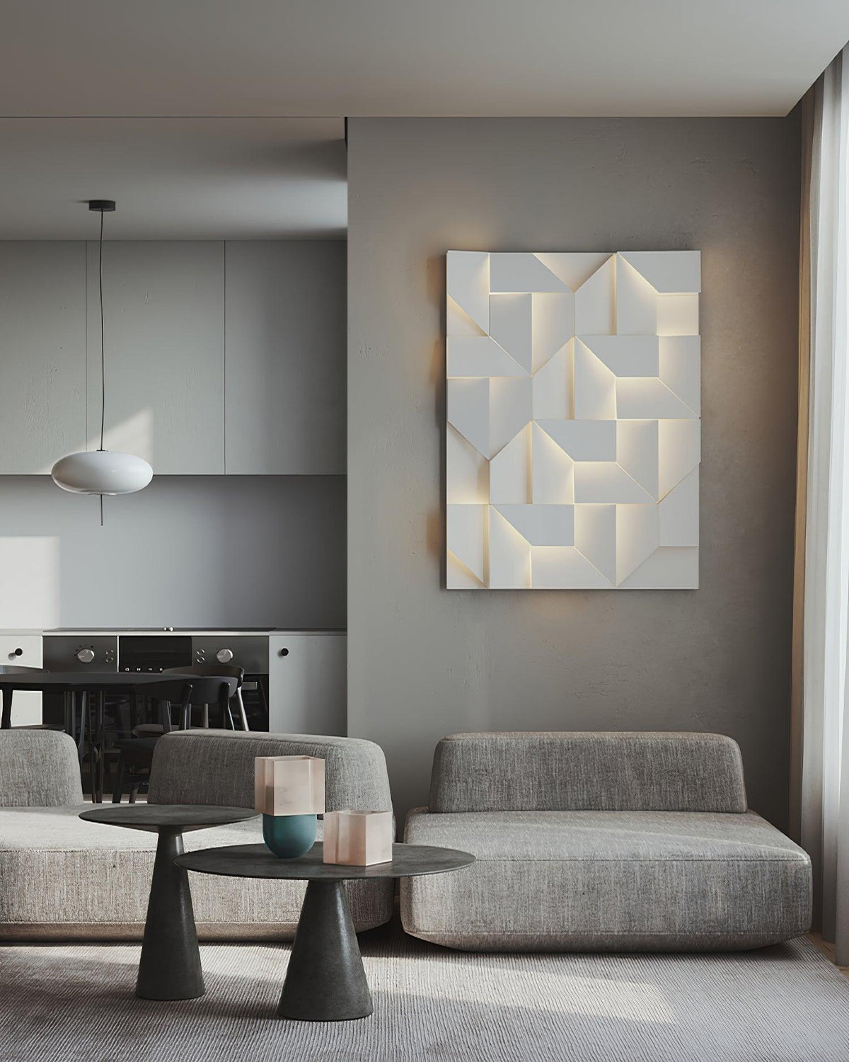 Wandlamp 3D Geometrische panelen gelaagde lichtkunst Afstandsbediening dimmen Modern
