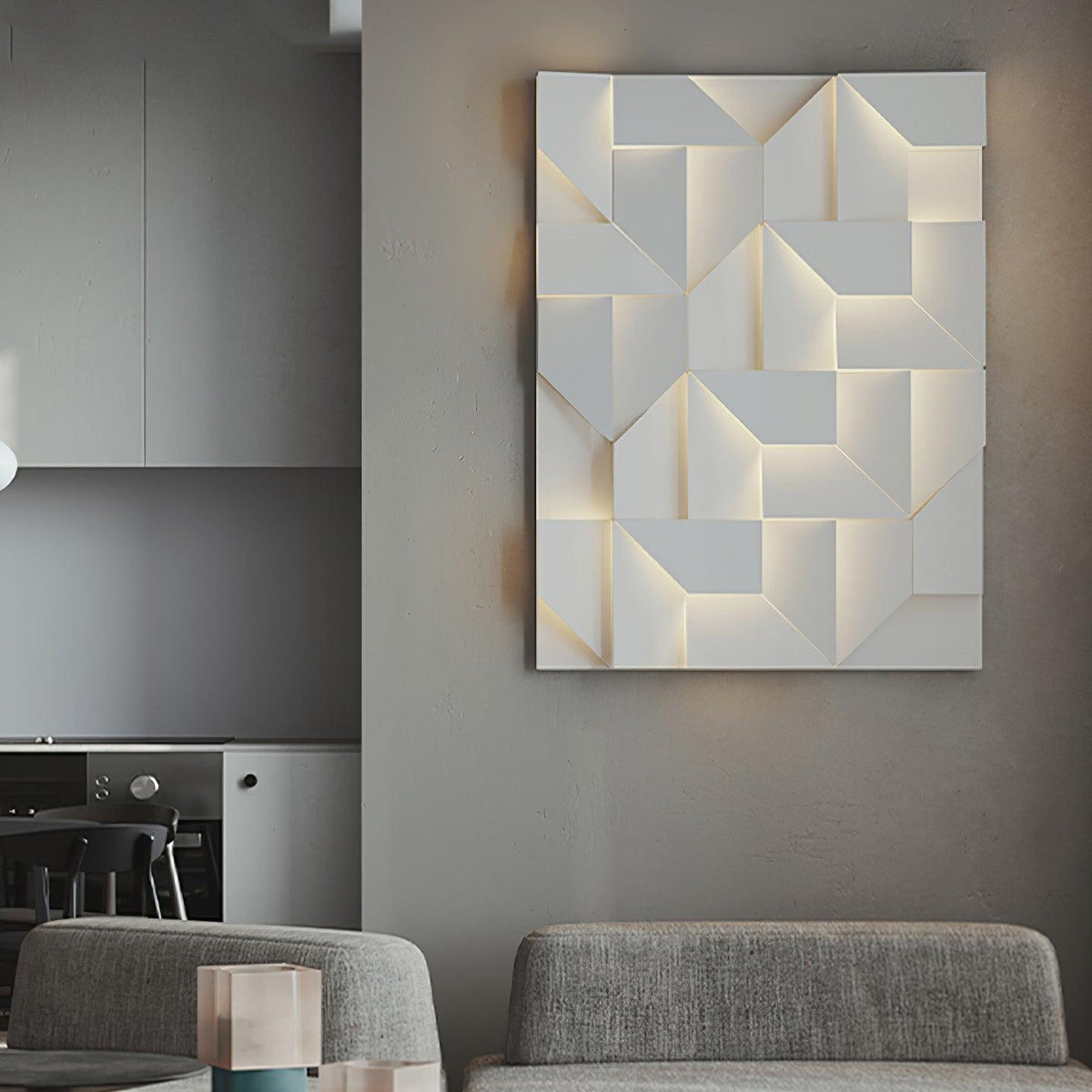 Wandlamp 3D Geometrische panelen gelaagde lichtkunst Afstandsbediening dimmen Modern