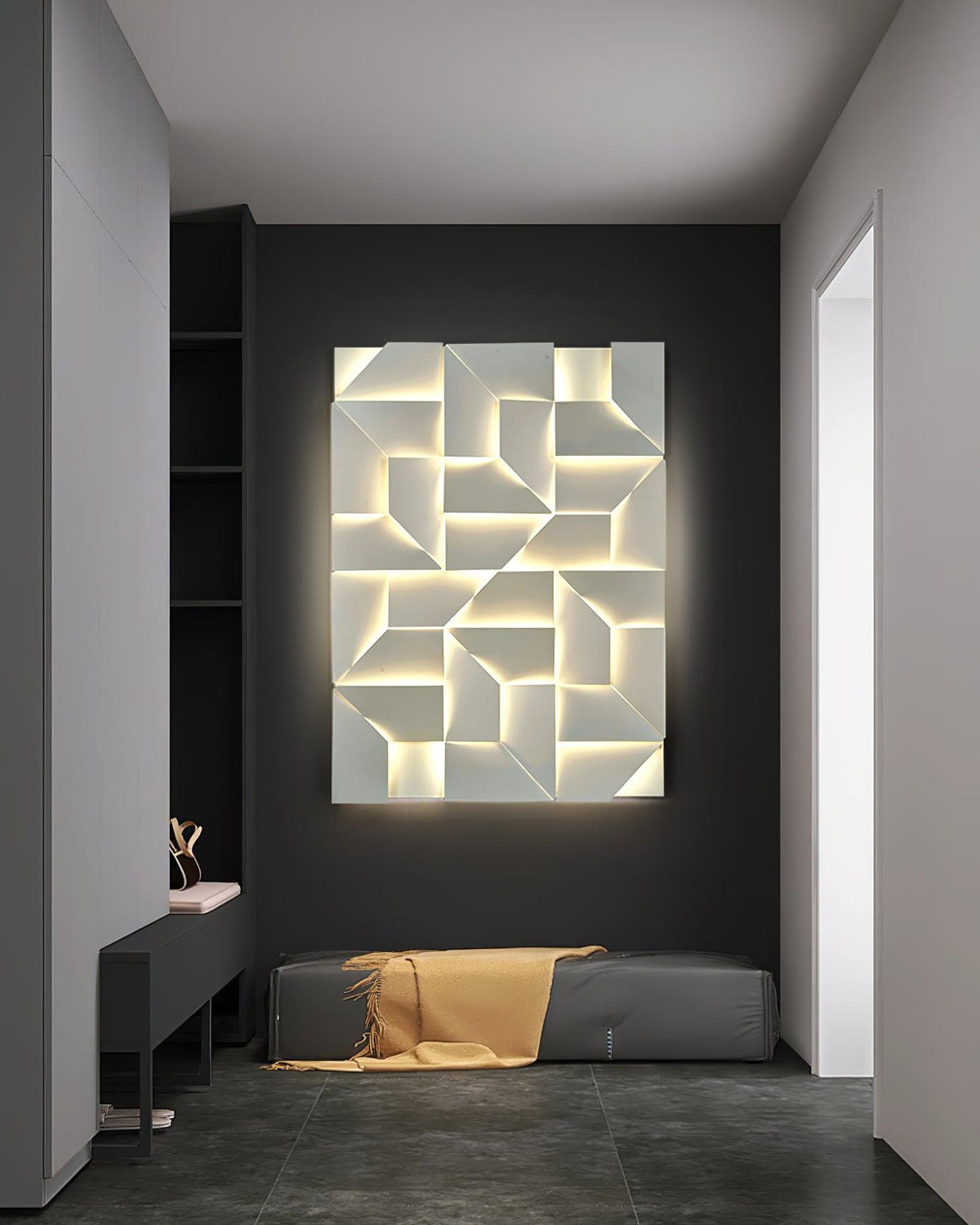 Wandlamp 3D Geometrische panelen gelaagde lichtkunst Afstandsbediening dimmen Modern