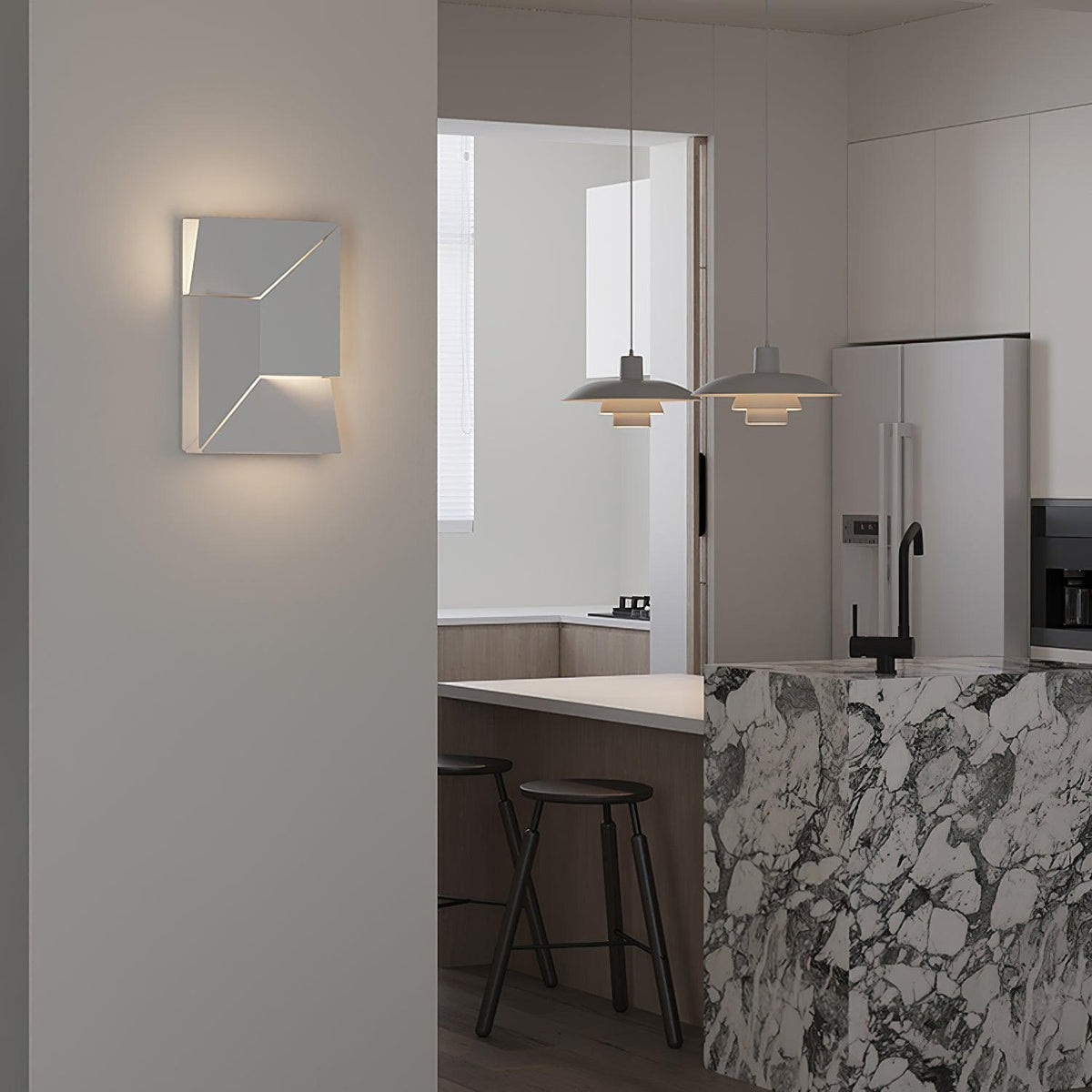 Wandlamp 3D Geometrische panelen gelaagde lichtkunst Afstandsbediening dimmen Modern