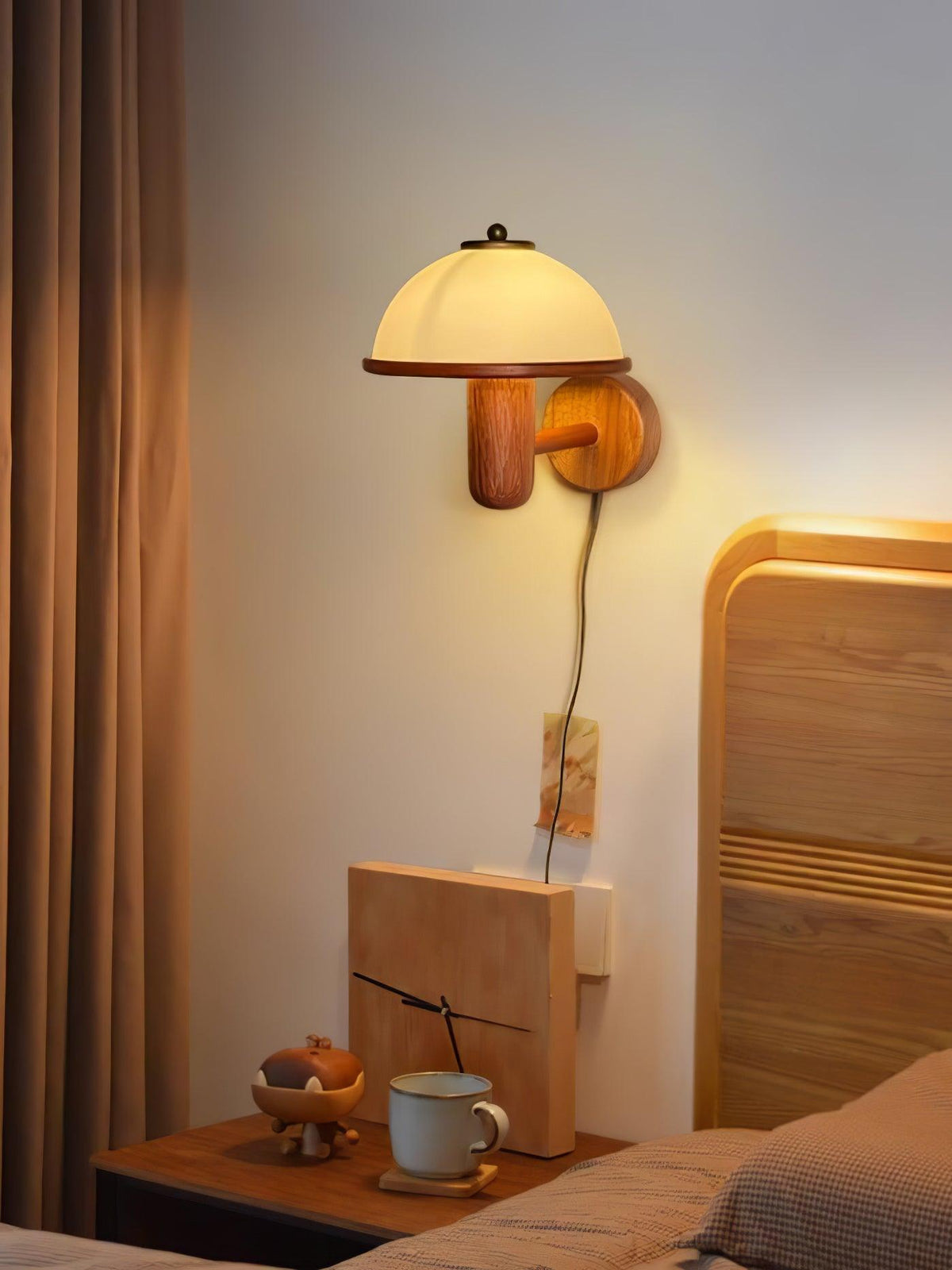 Elvarira wandlamp Mushroom hout