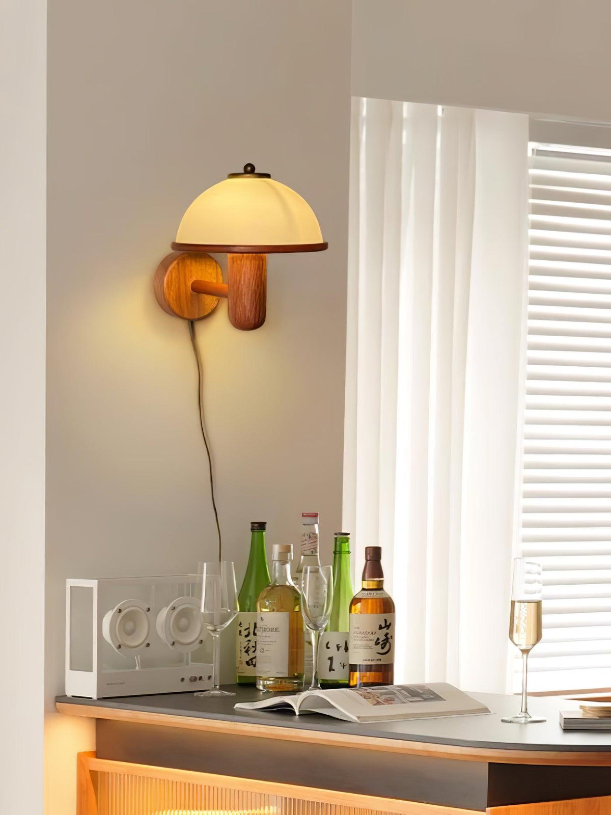 Elvarira wandlamp Mushroom hout