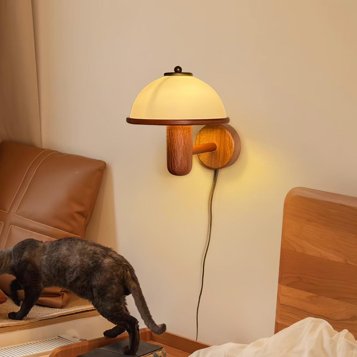 Elvarira wandlamp Mushroom hout