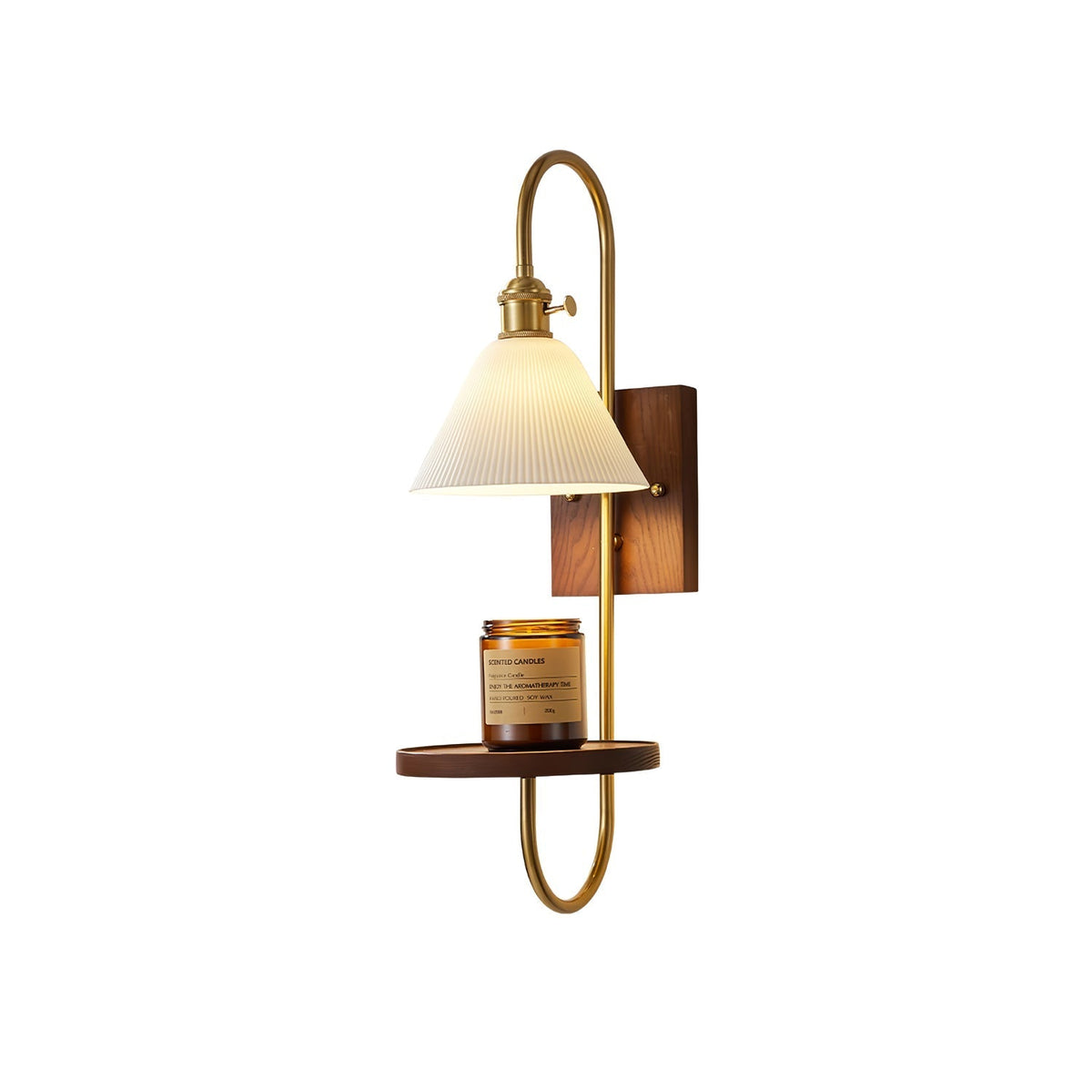 Altheus Noordse kunst plank walnoot hout keramiek wandlamp