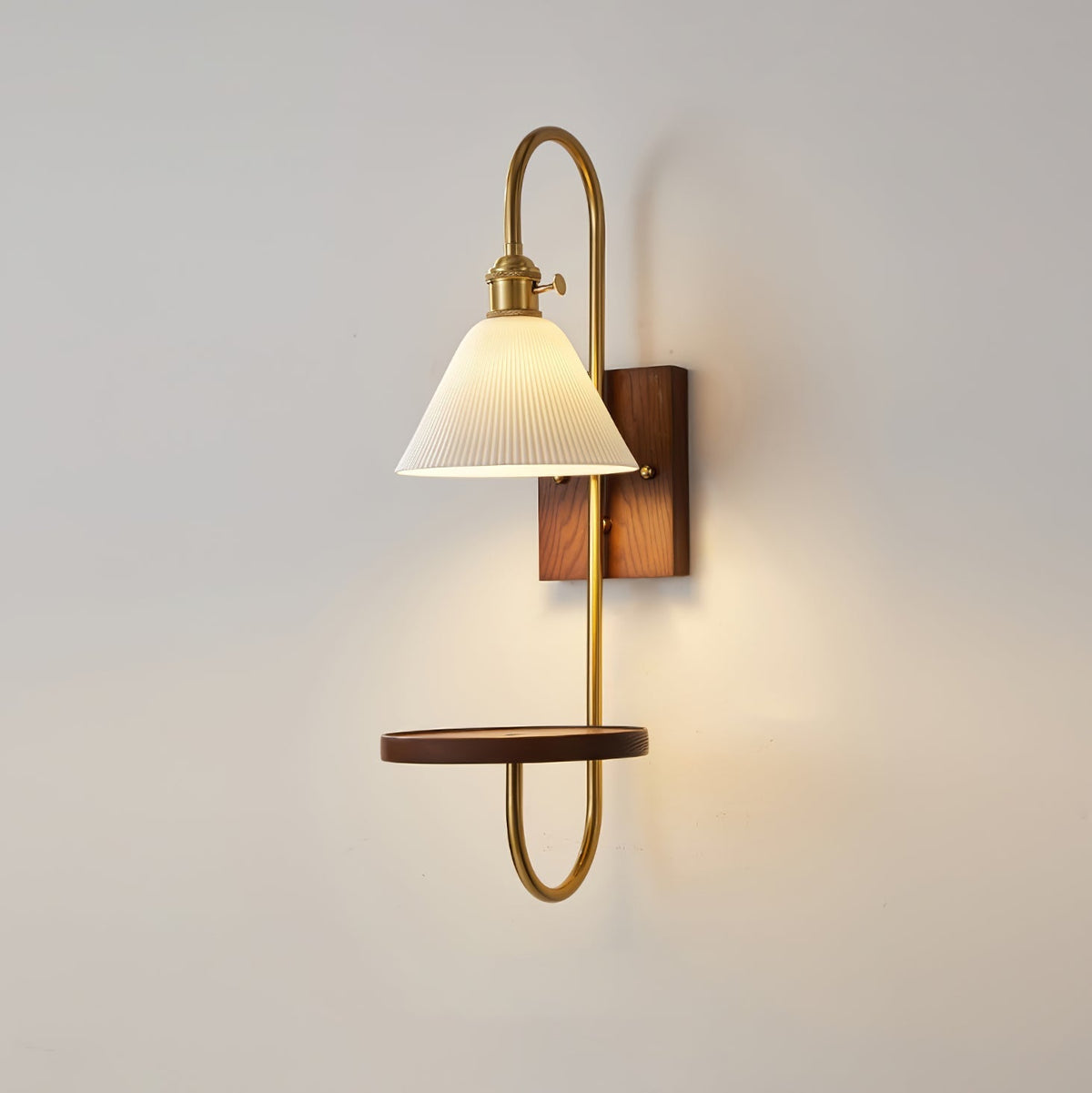 Altheus Noordse kunst plank walnoot hout keramiek wandlamp