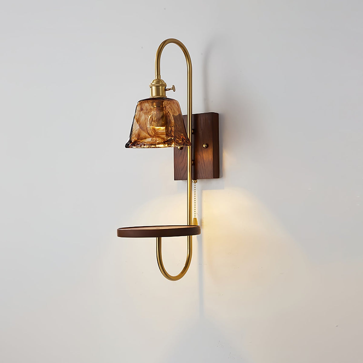Altheus Noordse kunst plank walnoot hout keramiek wandlamp