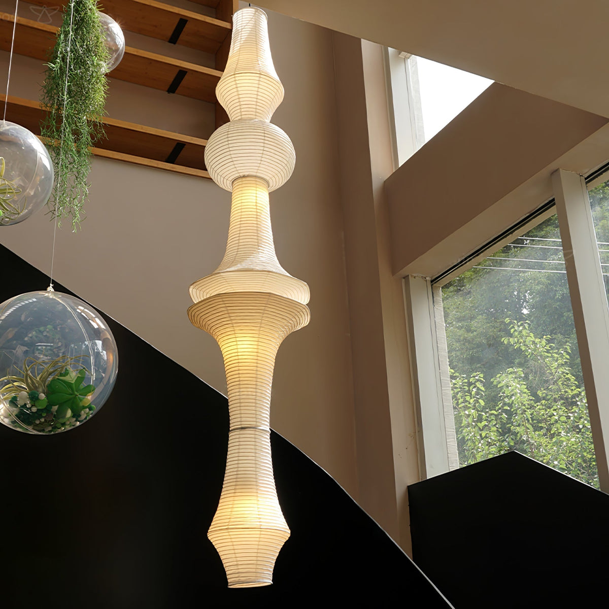 Lunirena hanglamp Washi-papier E voor woonkamer