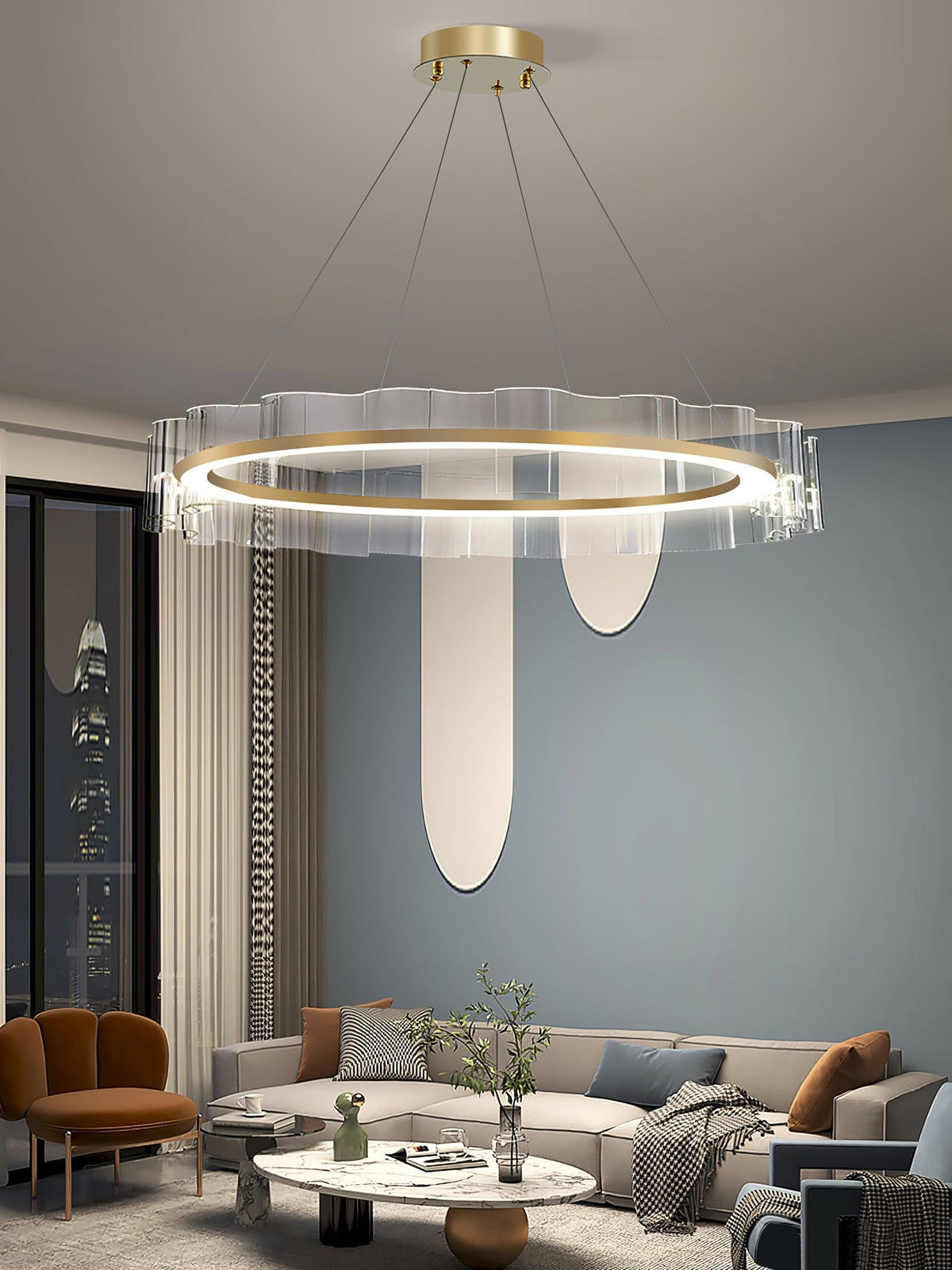 Acoustic Postmodern luxe Water Wave glas Kroonluchter