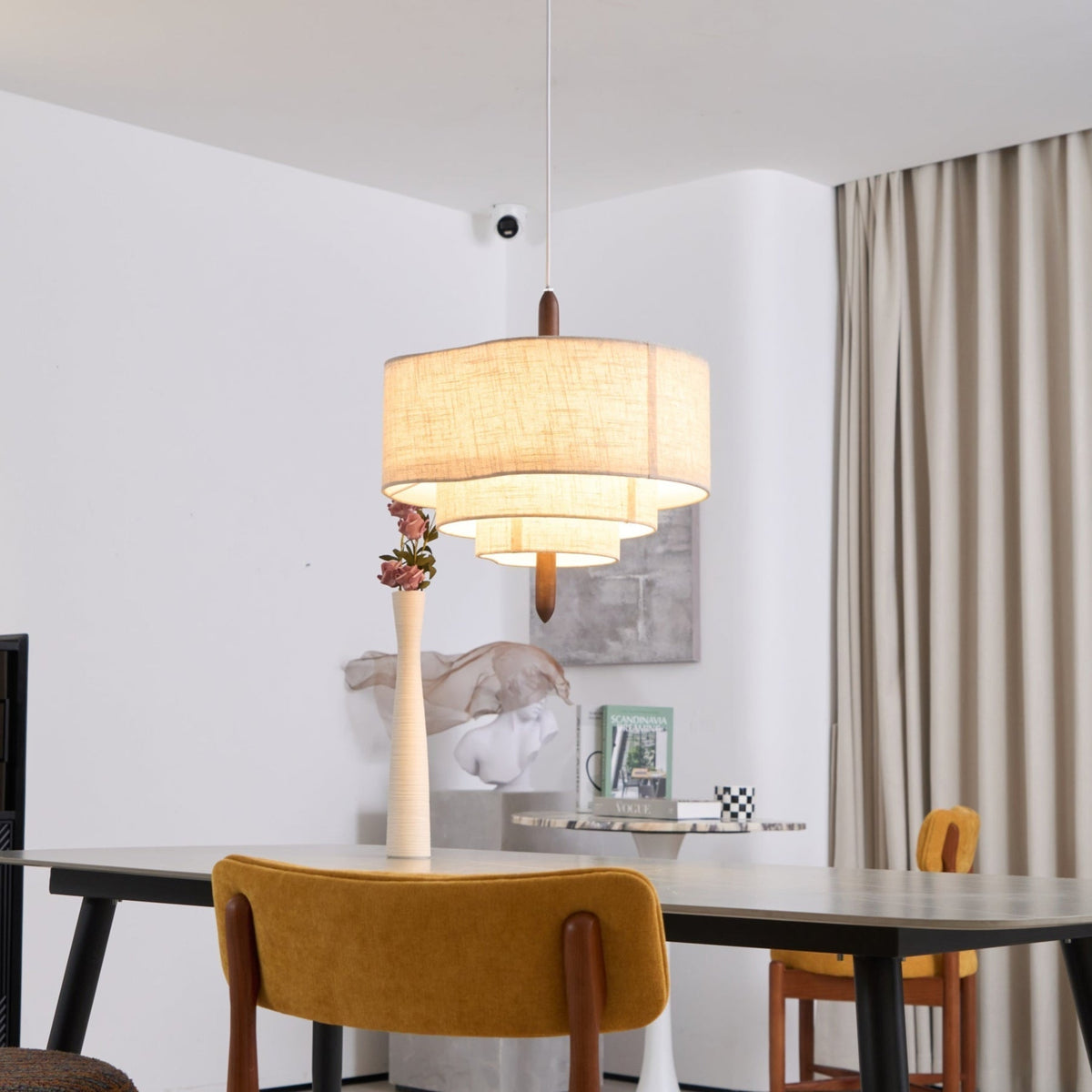Salemu elegantie Wave Ladder Houten Stof hanglamp