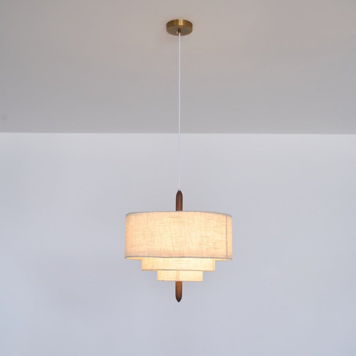 Salemu elegantie Wave Ladder Houten Stof hanglamp