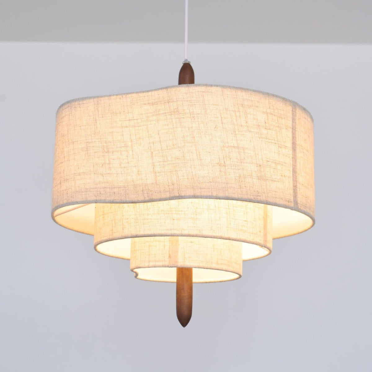 Salemu elegantie Wave Ladder Houten Stof hanglamp