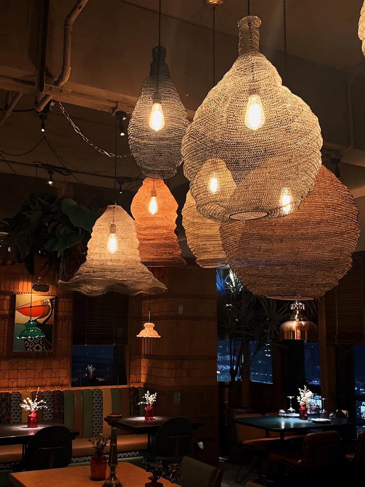 Vae industriële hanglamp van draad