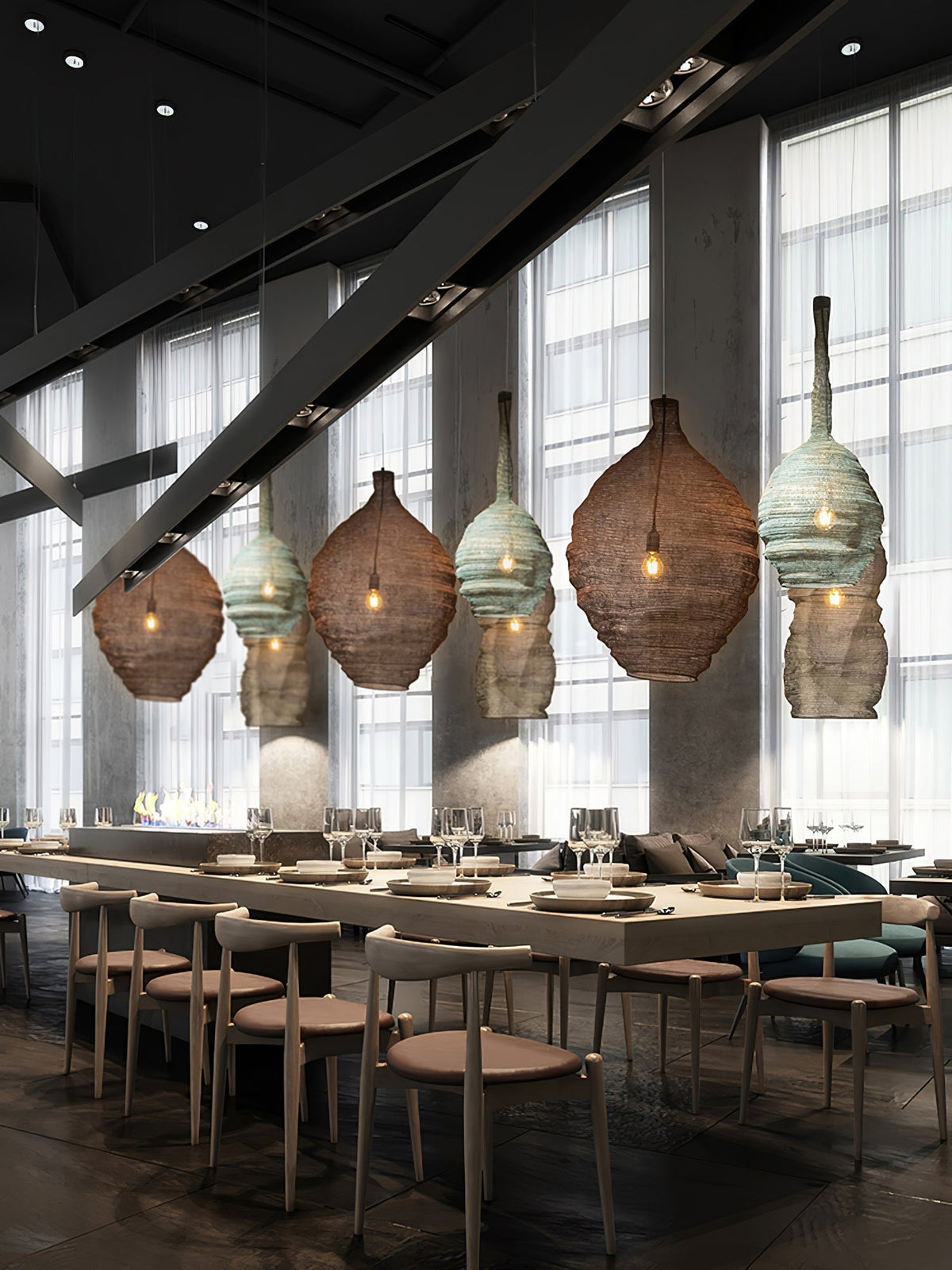 Vae industriële hanglamp van draad