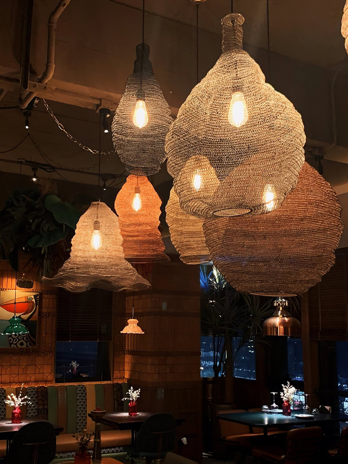 Vae industriële hanglamp van draad