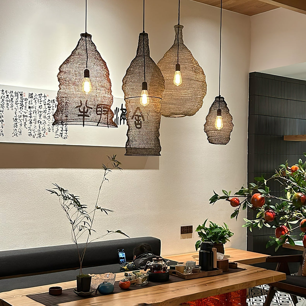 Vae industriële hanglamp van draad