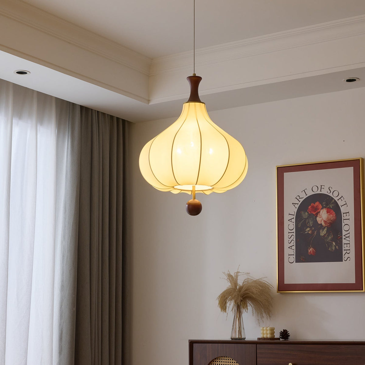 Mymira Traditionele elegantie hanglamp van walnoothout