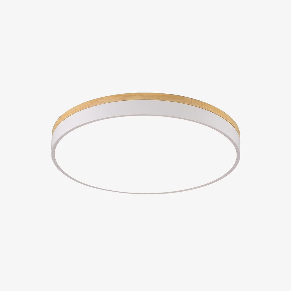 Daelis Witte Ronde plafondlamp met Houten Accent