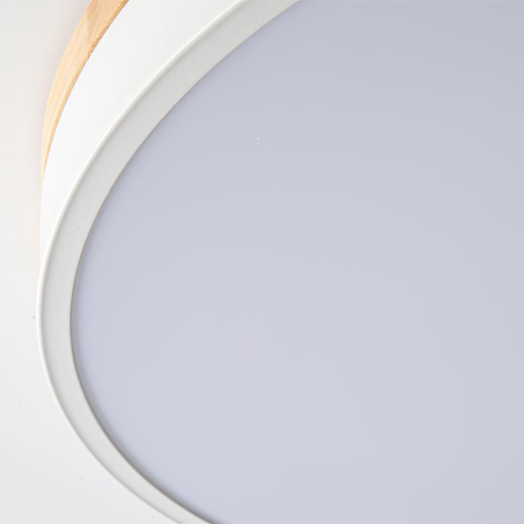 Daelis Witte Ronde plafondlamp met Houten Accent