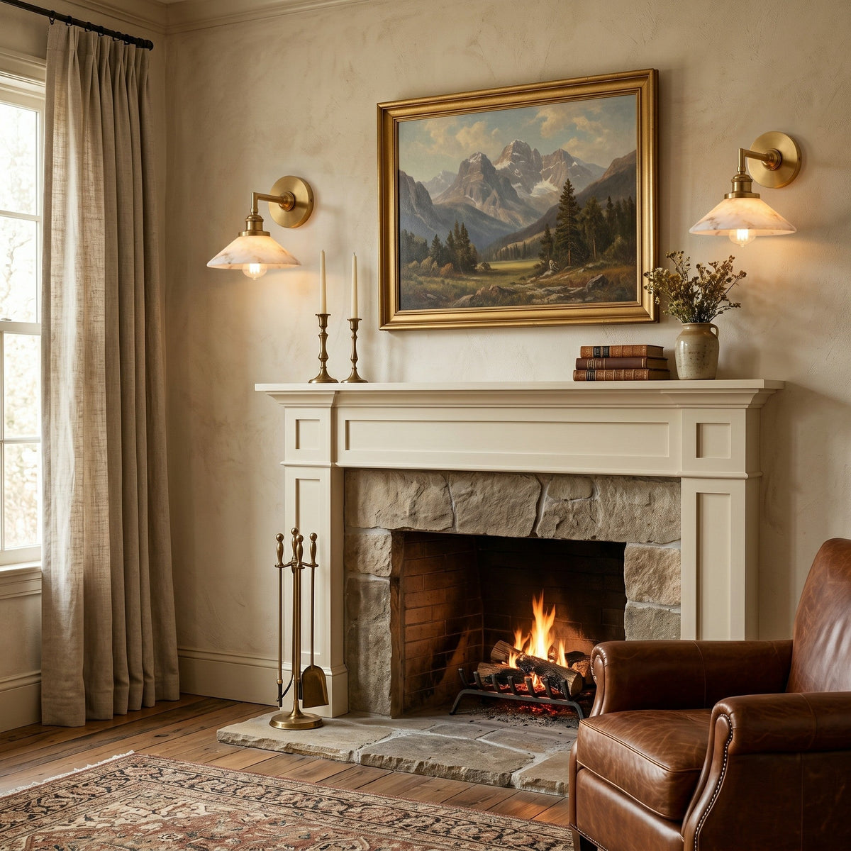 Nivenina wandlamp met albasten kap in