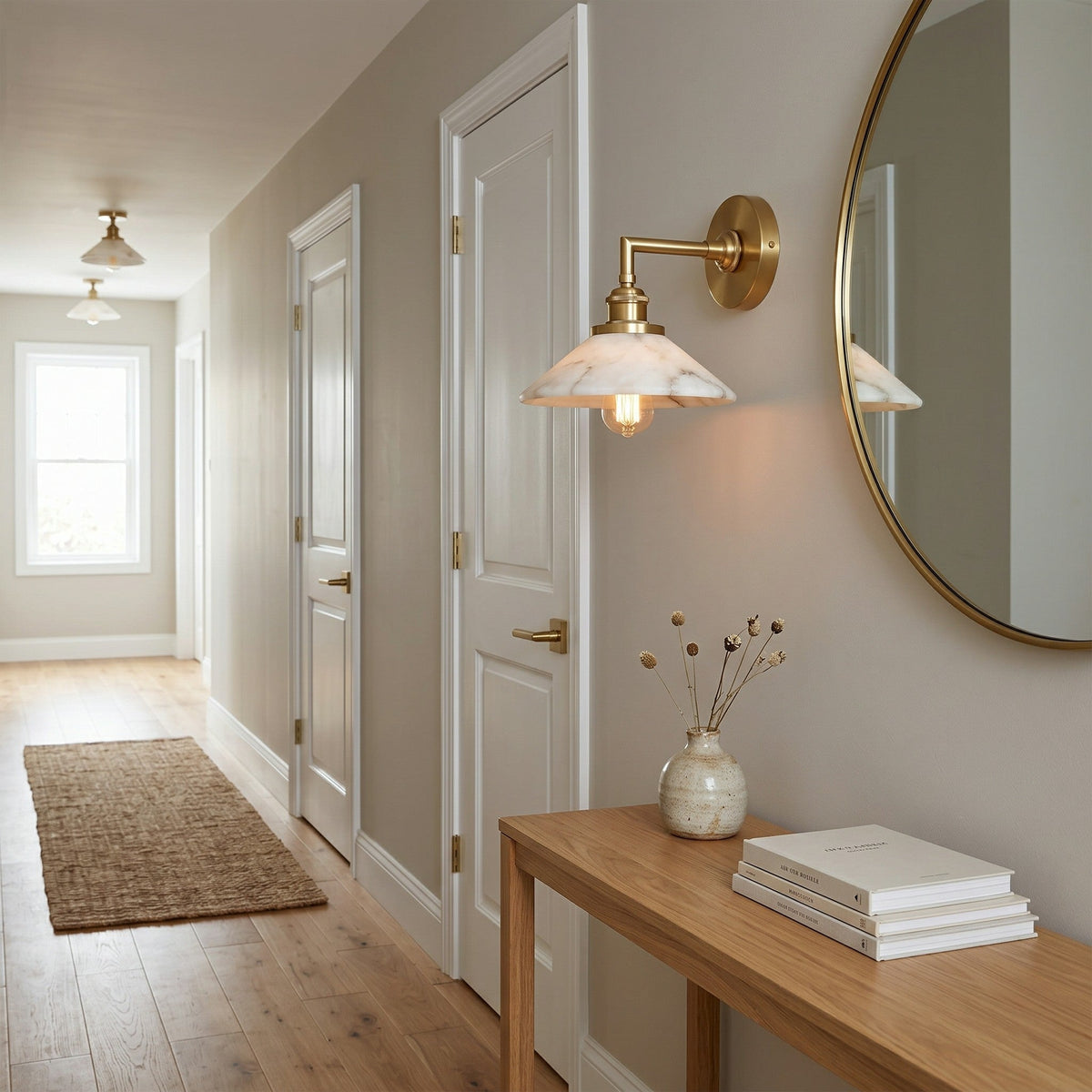 Nivenina wandlamp met albasten kap in