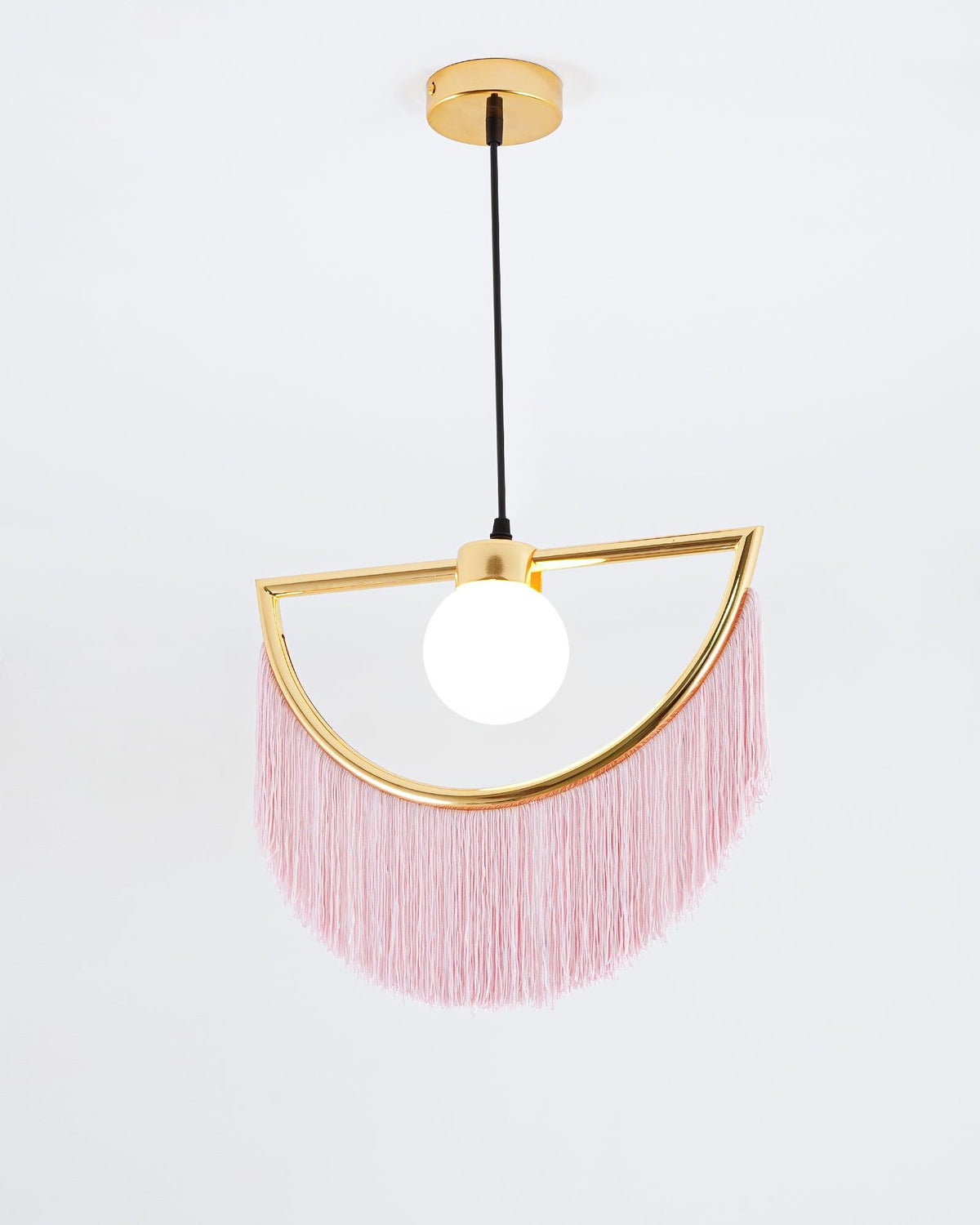 Sirove hanglamp met stoffen franjes bol retro bohemian