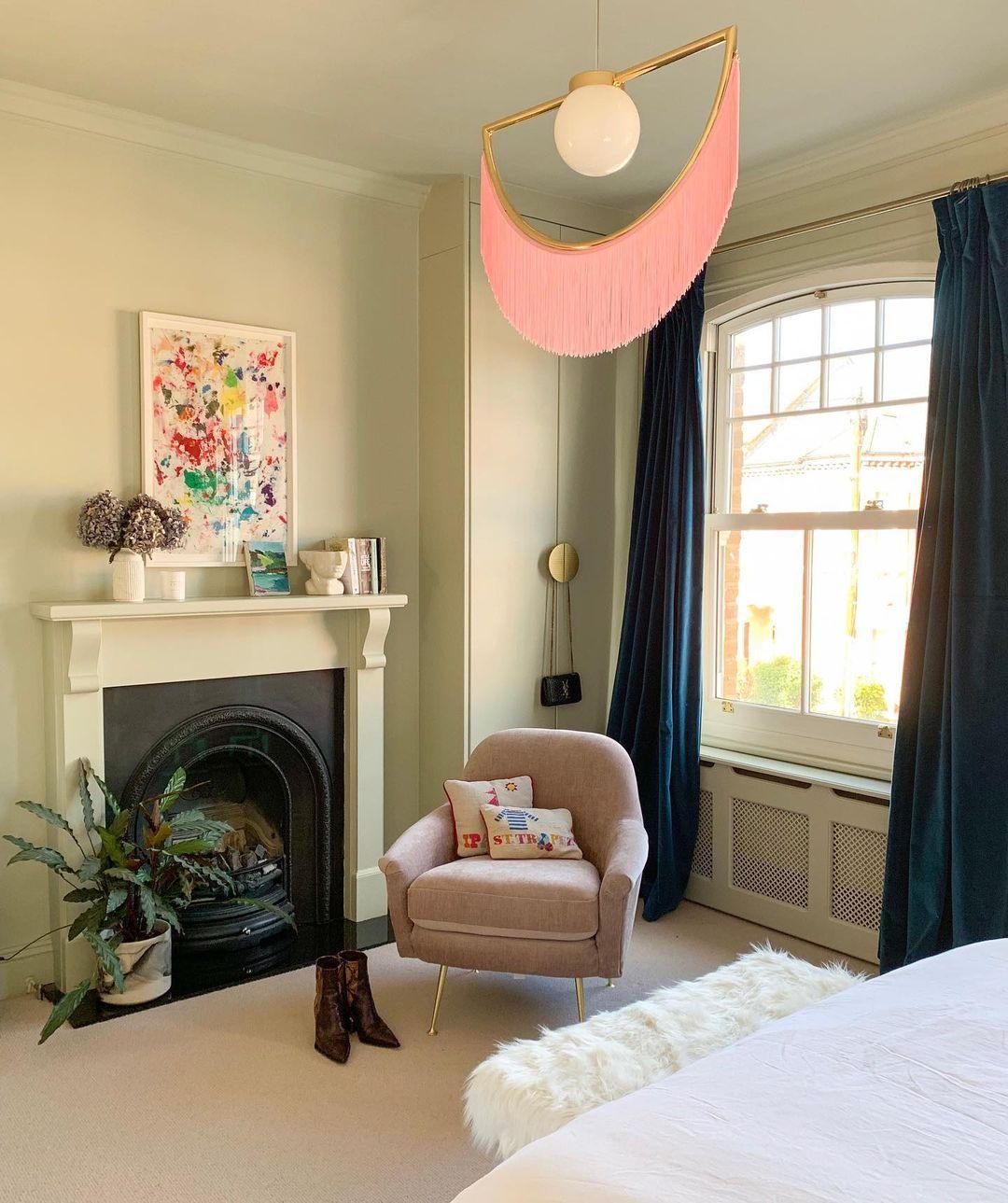 Sirove hanglamp met stoffen franjes bol retro bohemian