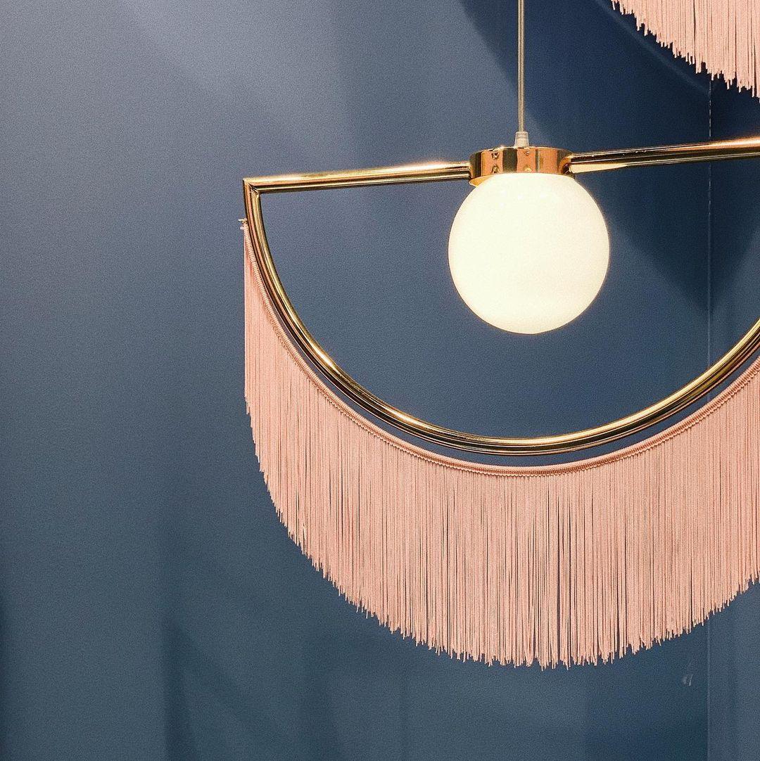 Sirove hanglamp met stoffen franjes bol retro bohemian
