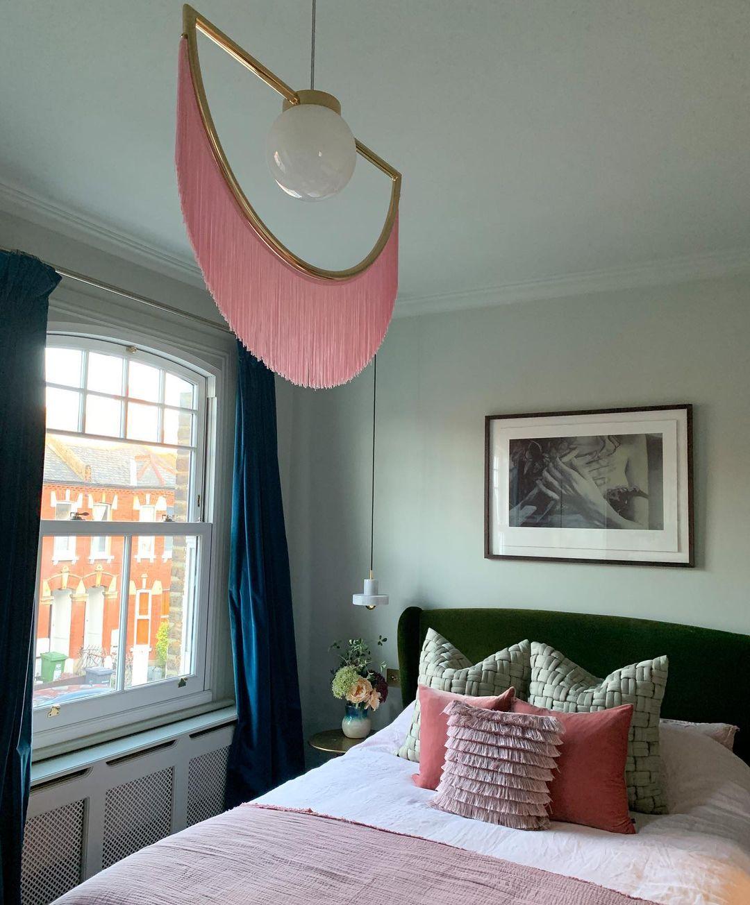 Sirove hanglamp met stoffen franjes bol retro bohemian