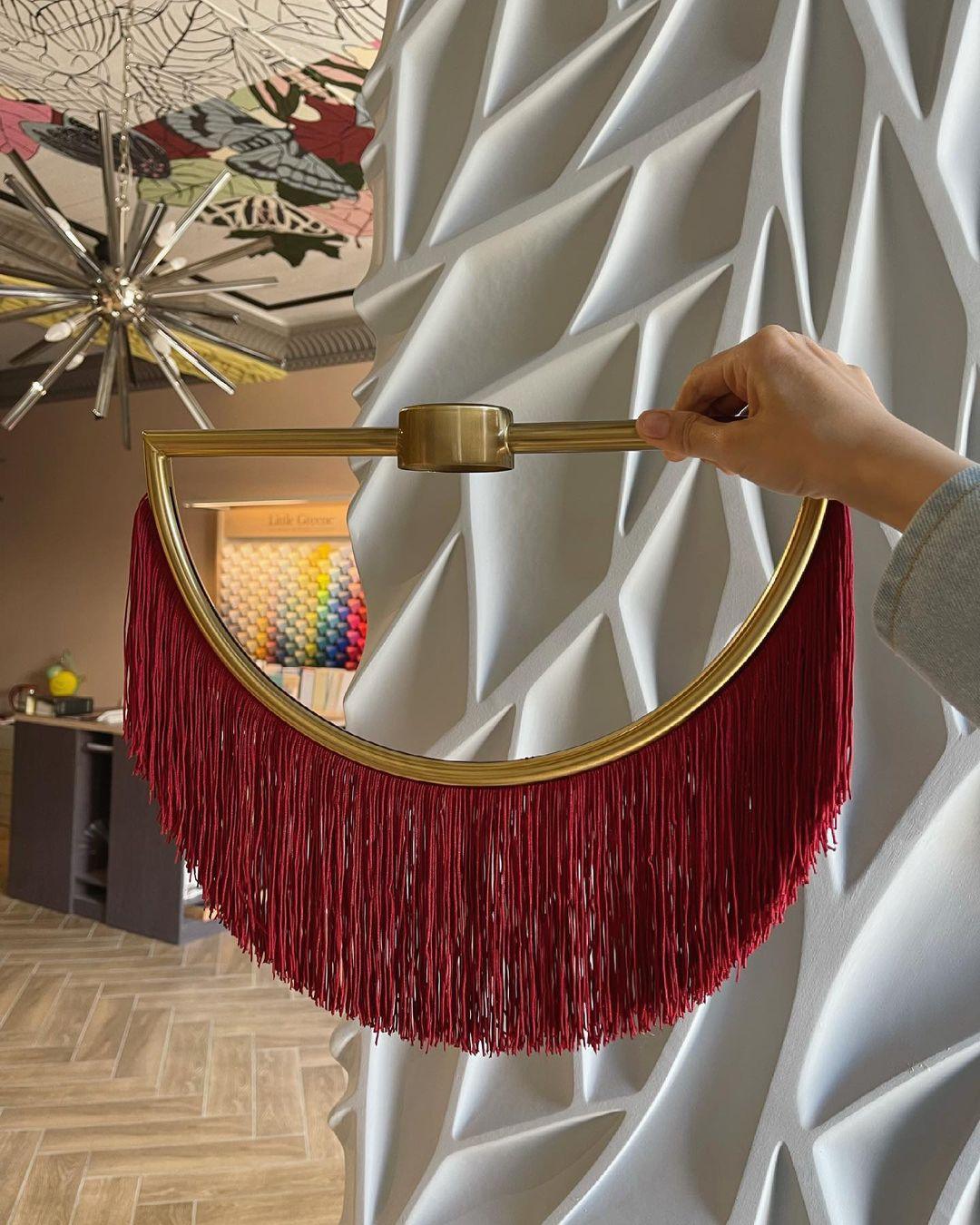 Sirove hanglamp met stoffen franjes bol retro bohemian