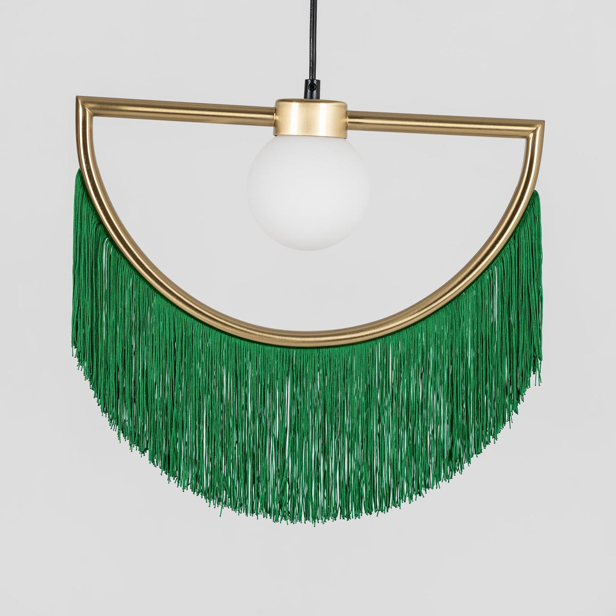 Sirove hanglamp met stoffen franjes bol retro bohemian