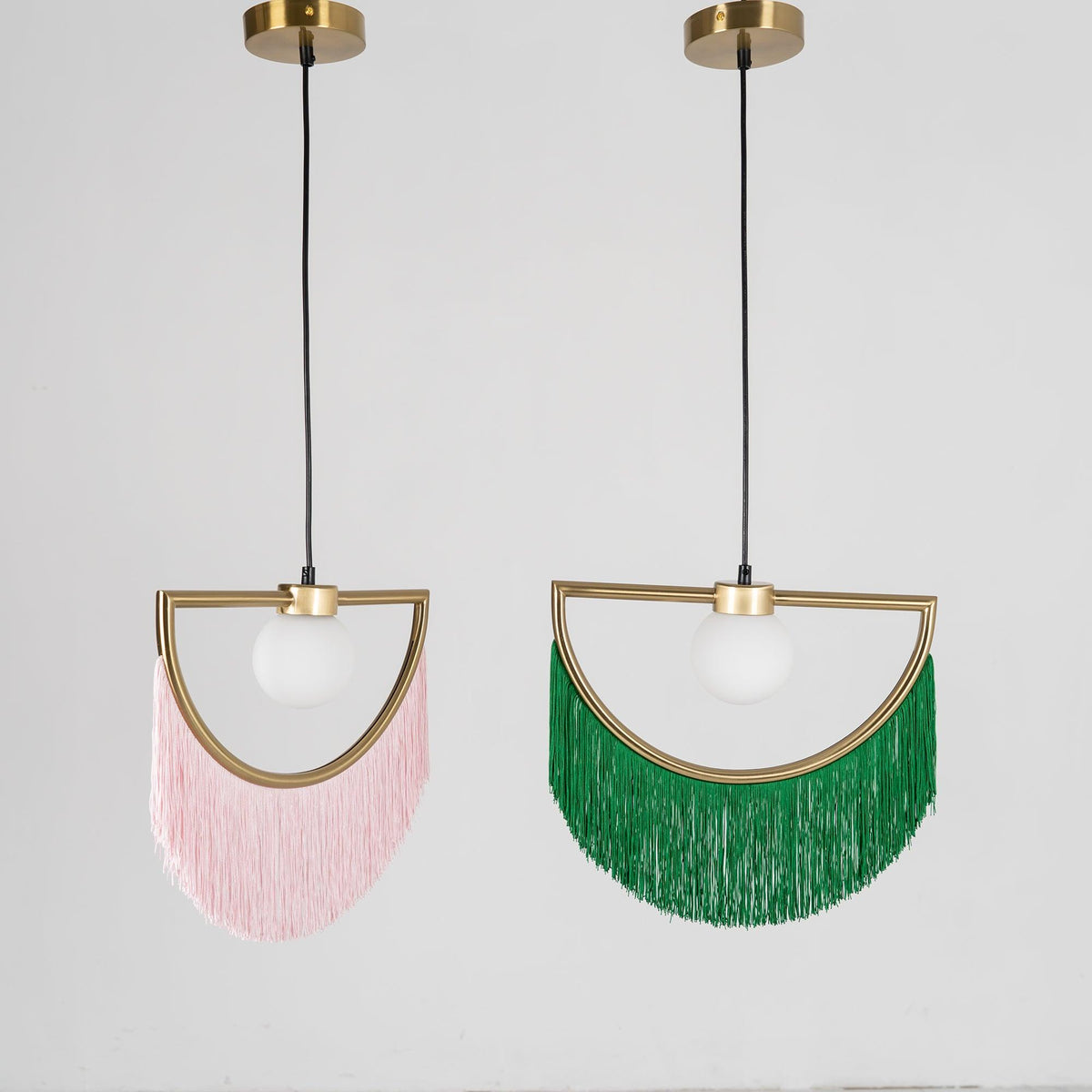 Sirove hanglamp met stoffen franjes bol retro bohemian