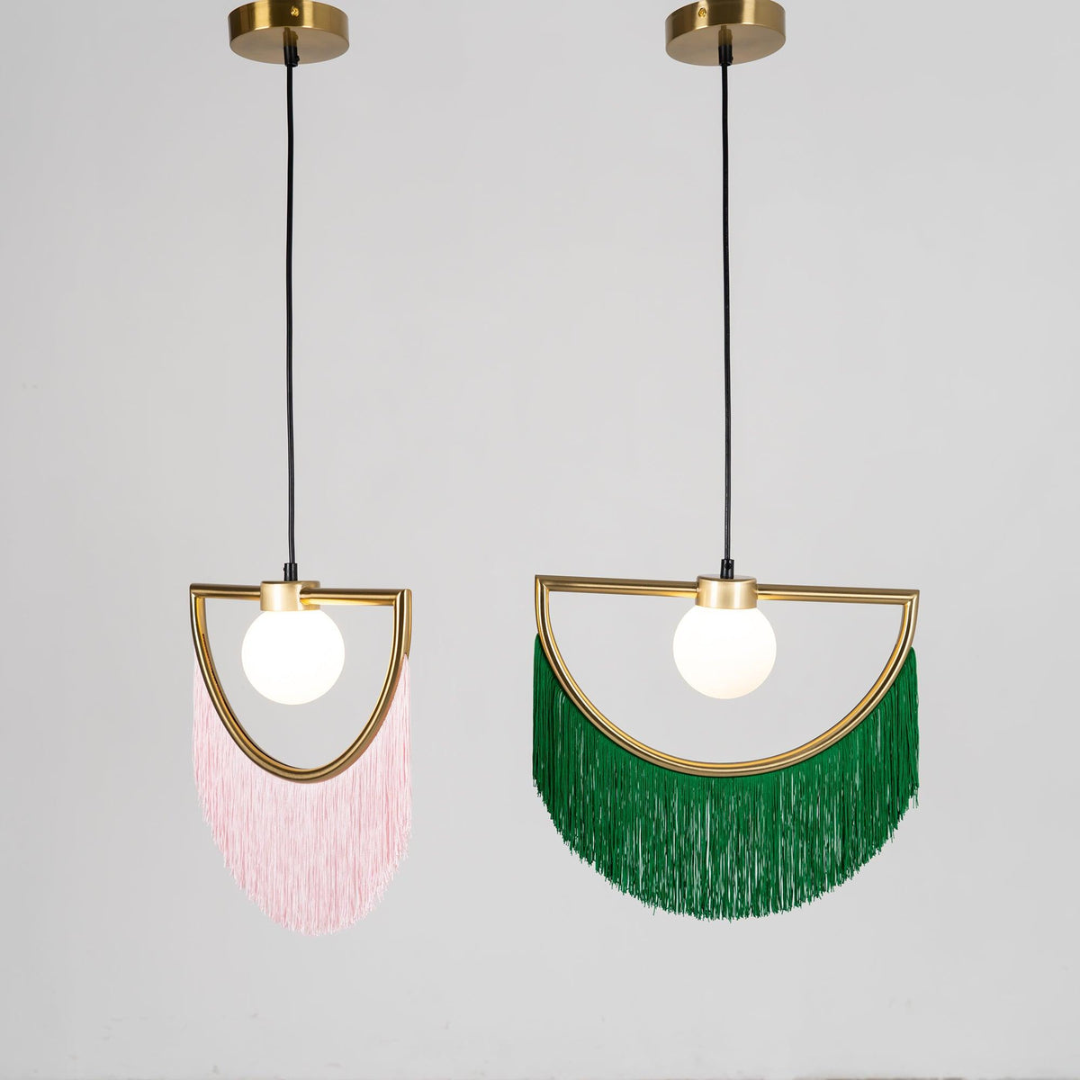 Sirove hanglamp met stoffen franjes bol retro bohemian