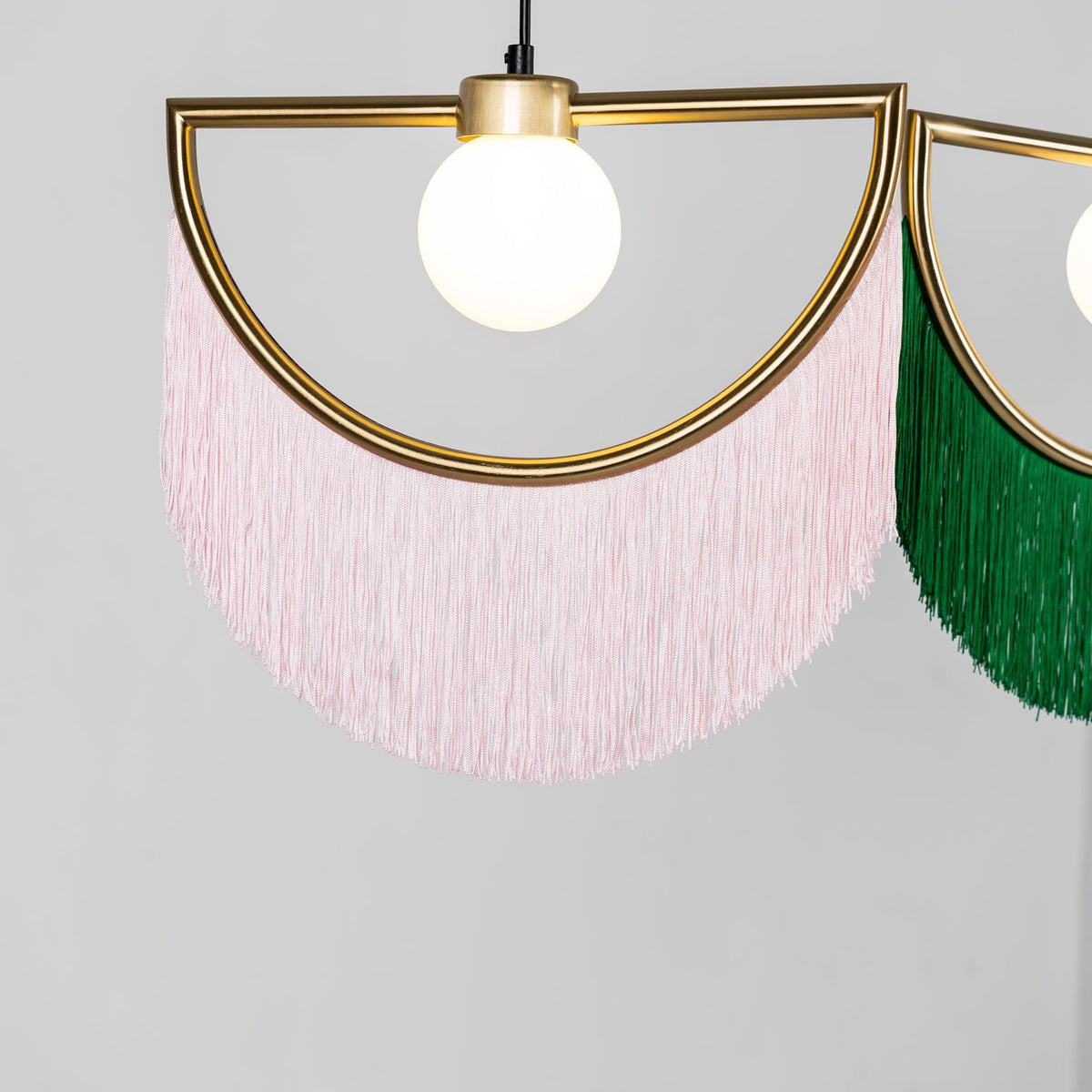 Sirove hanglamp met stoffen franjes bol retro bohemian