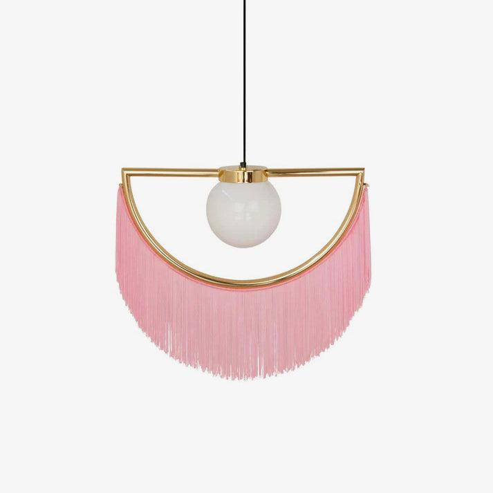 Sirove hanglamp met stoffen franjes bol retro bohemian