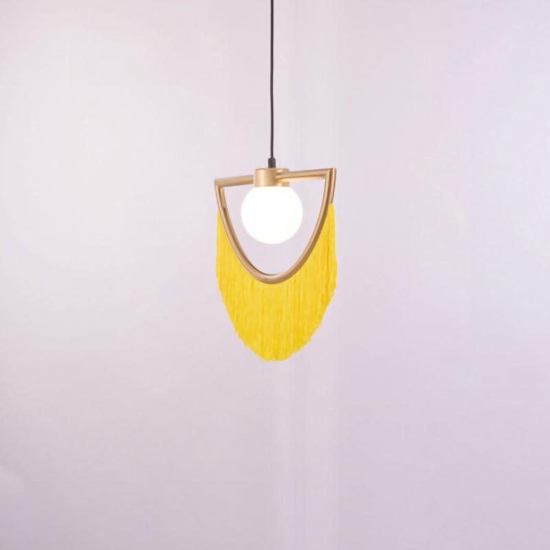 Sirove hanglamp met stoffen franjes bol retro bohemian