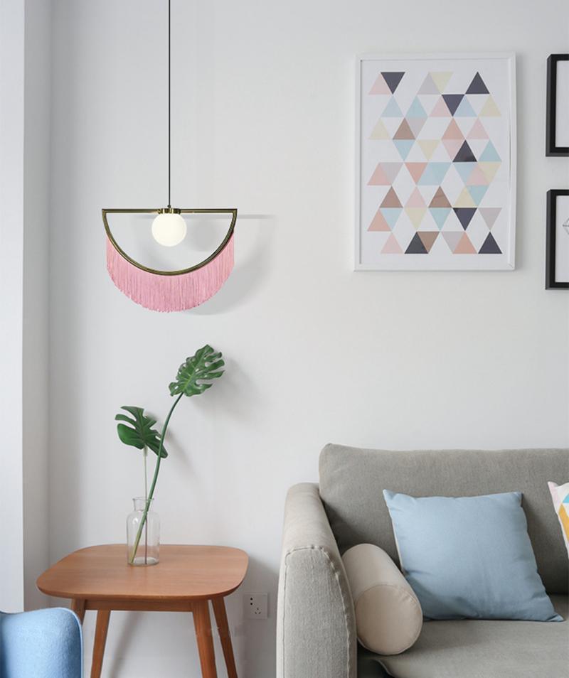 Sirove hanglamp met stoffen franjes bol retro bohemian