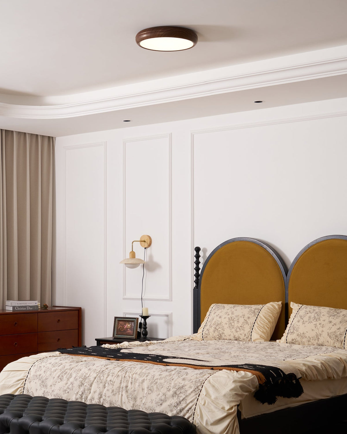 Niralel plafondlamp rond houtnerf acrylaat
