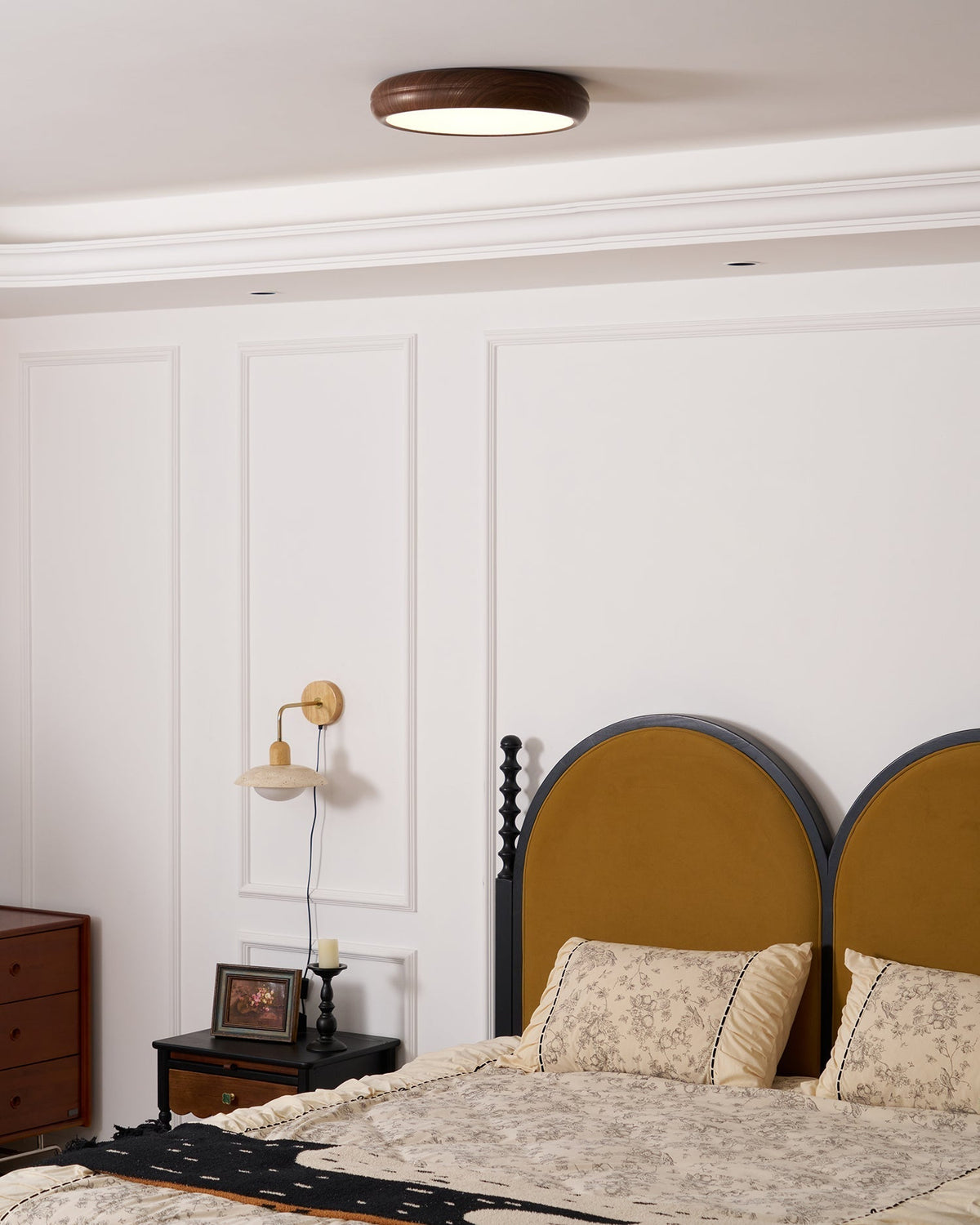 Niralel plafondlamp rond houtnerf acrylaat
