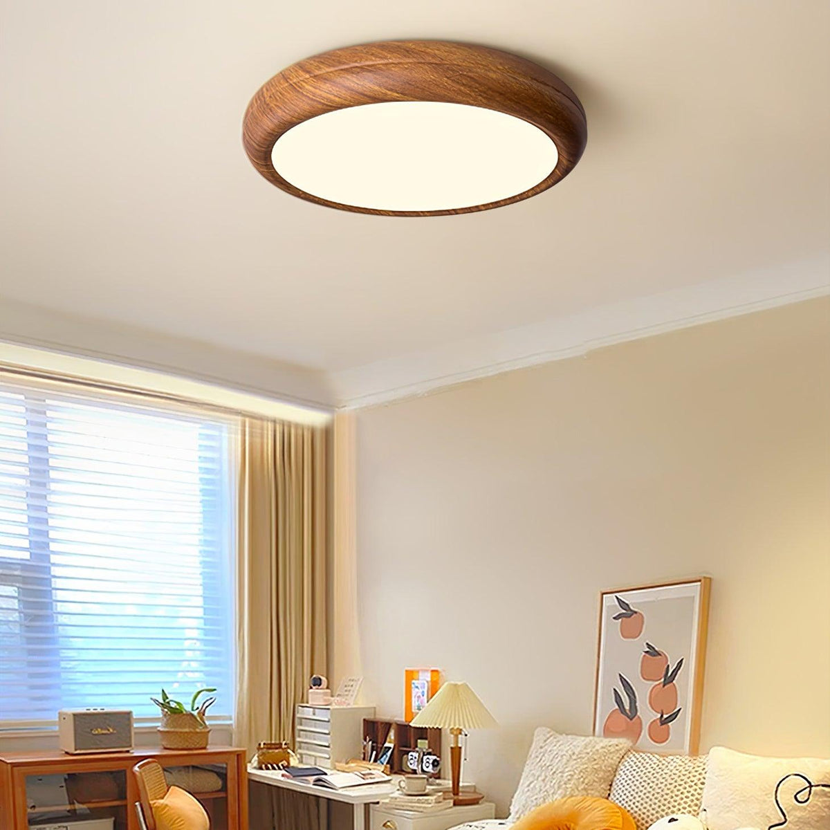 Elda Houten Houtnerf Ronde plafondlamp