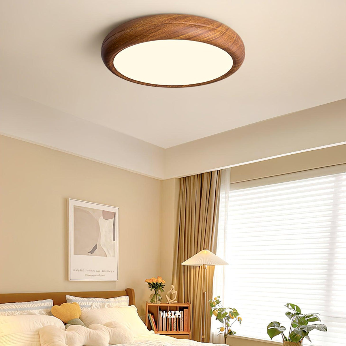 Elda Houten Houtnerf Ronde plafondlamp