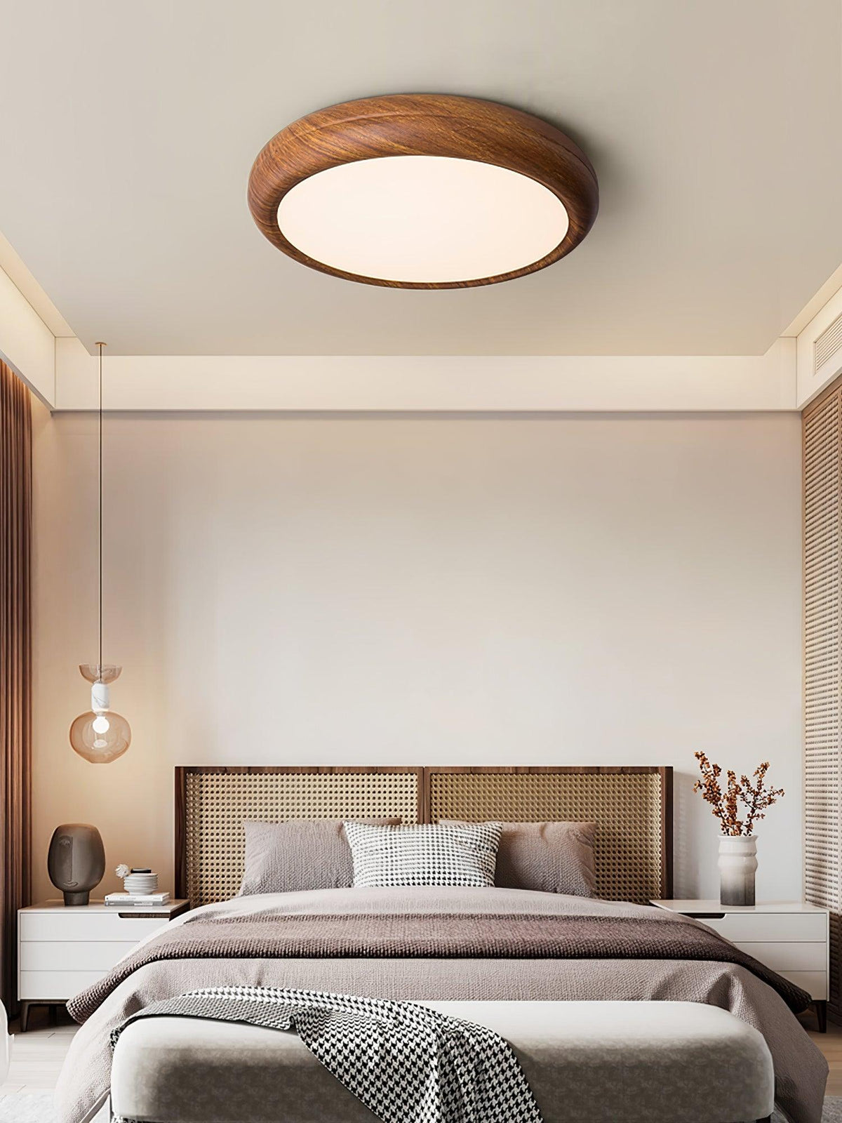 Elda Houten Houtnerf Ronde plafondlamp