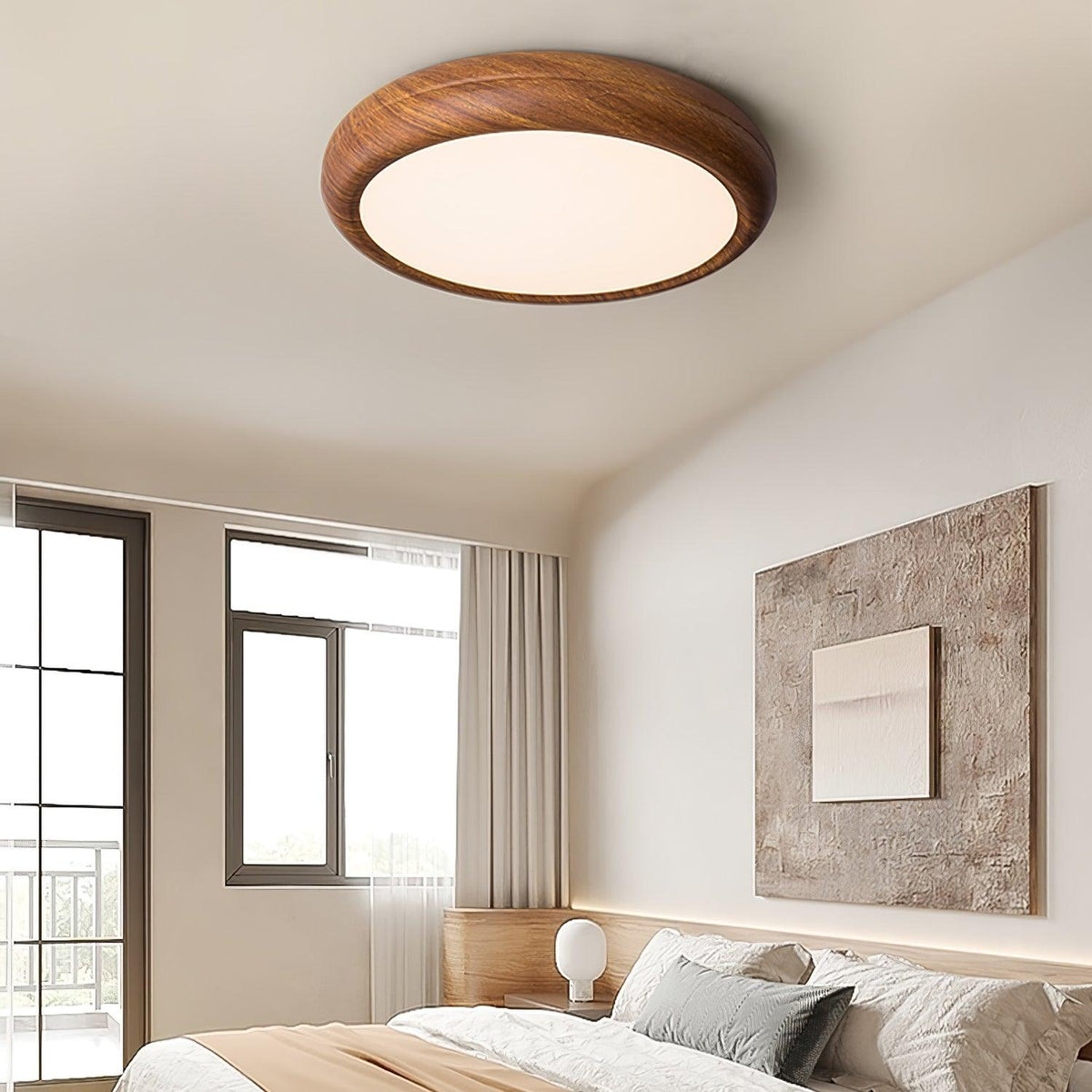 Elda Houten Houtnerf Ronde plafondlamp