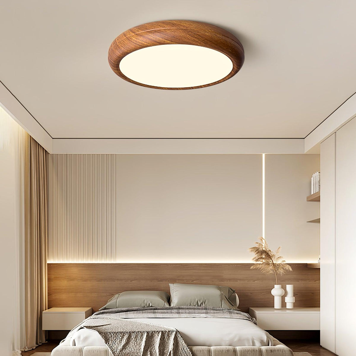 Elda Houten Houtnerf Ronde plafondlamp