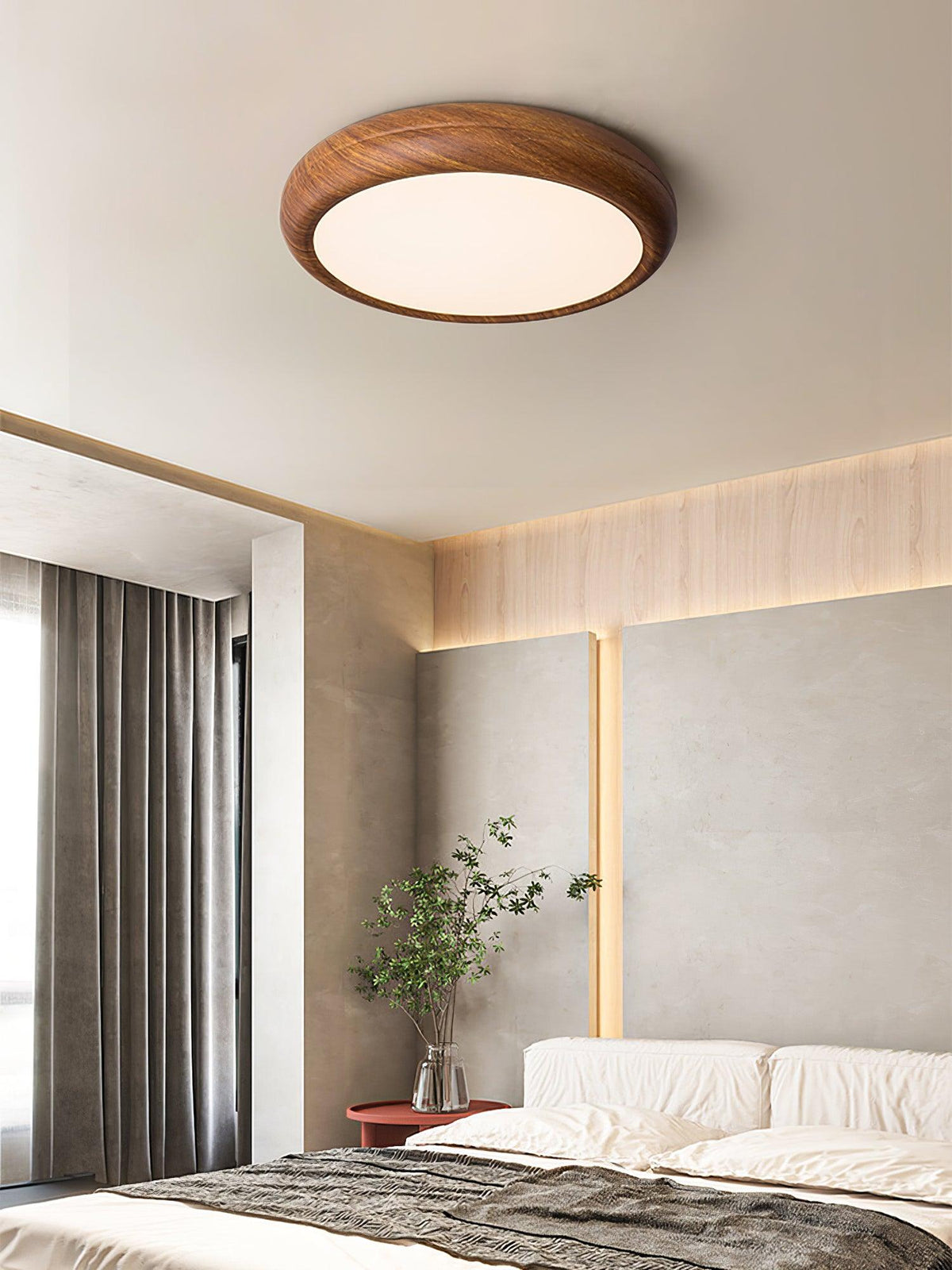 Niralel plafondlamp rond houtnerf acrylaat
