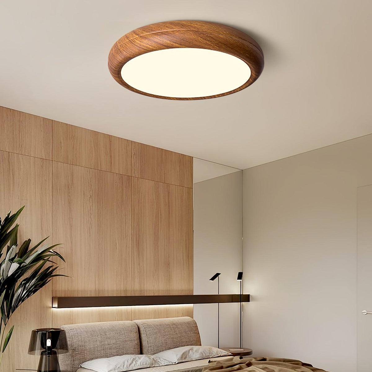 Elda Houten Houtnerf Ronde plafondlamp
