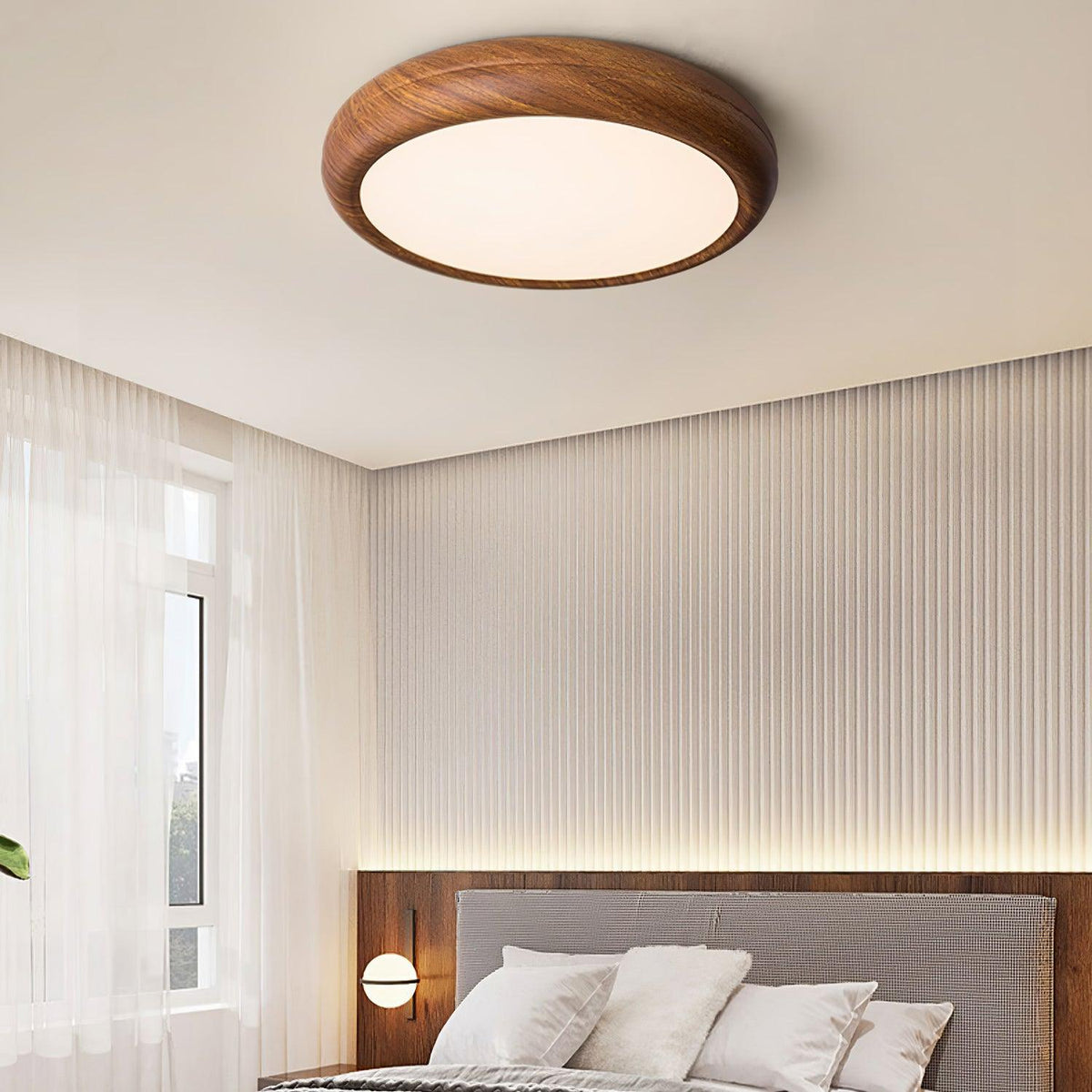 Elda Houten Houtnerf Ronde plafondlamp